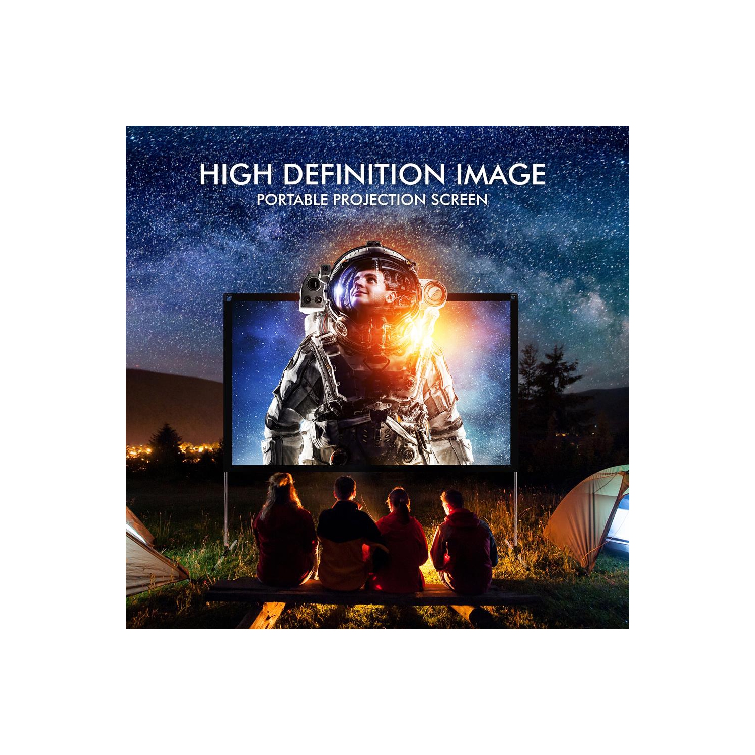120'' Portable Outdoor Projection Screen - Lightweight Viewing Projector Display with Frame Stand, HD 16:9 Pickup Display