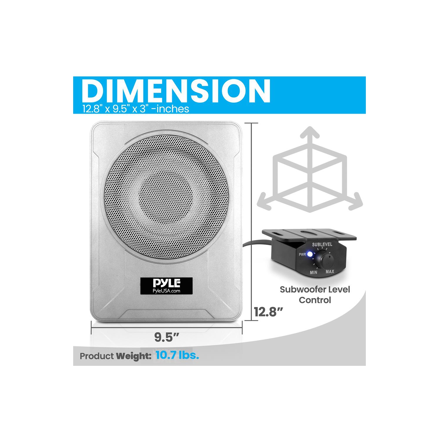 Système de haut-parleur d’extrêmes graves actif et étanche à faible profil de 8 po et 600 W, adapté aux installations sous le siège