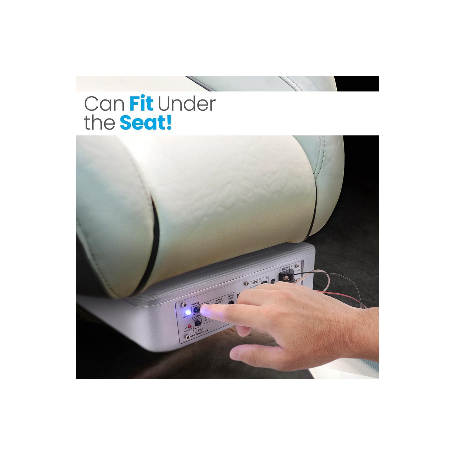 Système de haut-parleur d’extrêmes graves actif et étanche à faible profil de 8 po et 600 W, adapté aux installations sous le siège