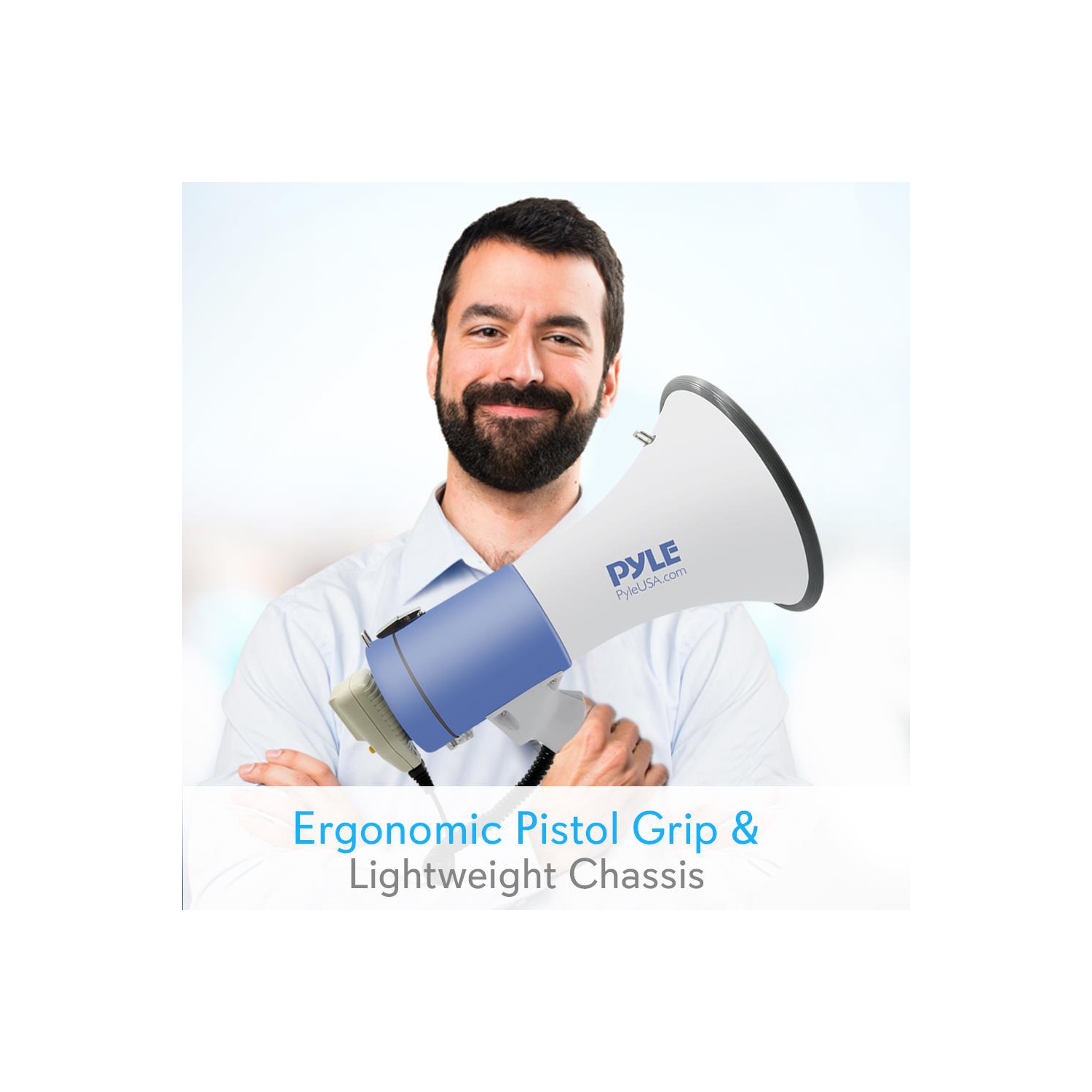 Megaphone Speaker System with Built-in Rechargeable Battery, Handheld Microphone, Aux Input, Record & Replay Mode