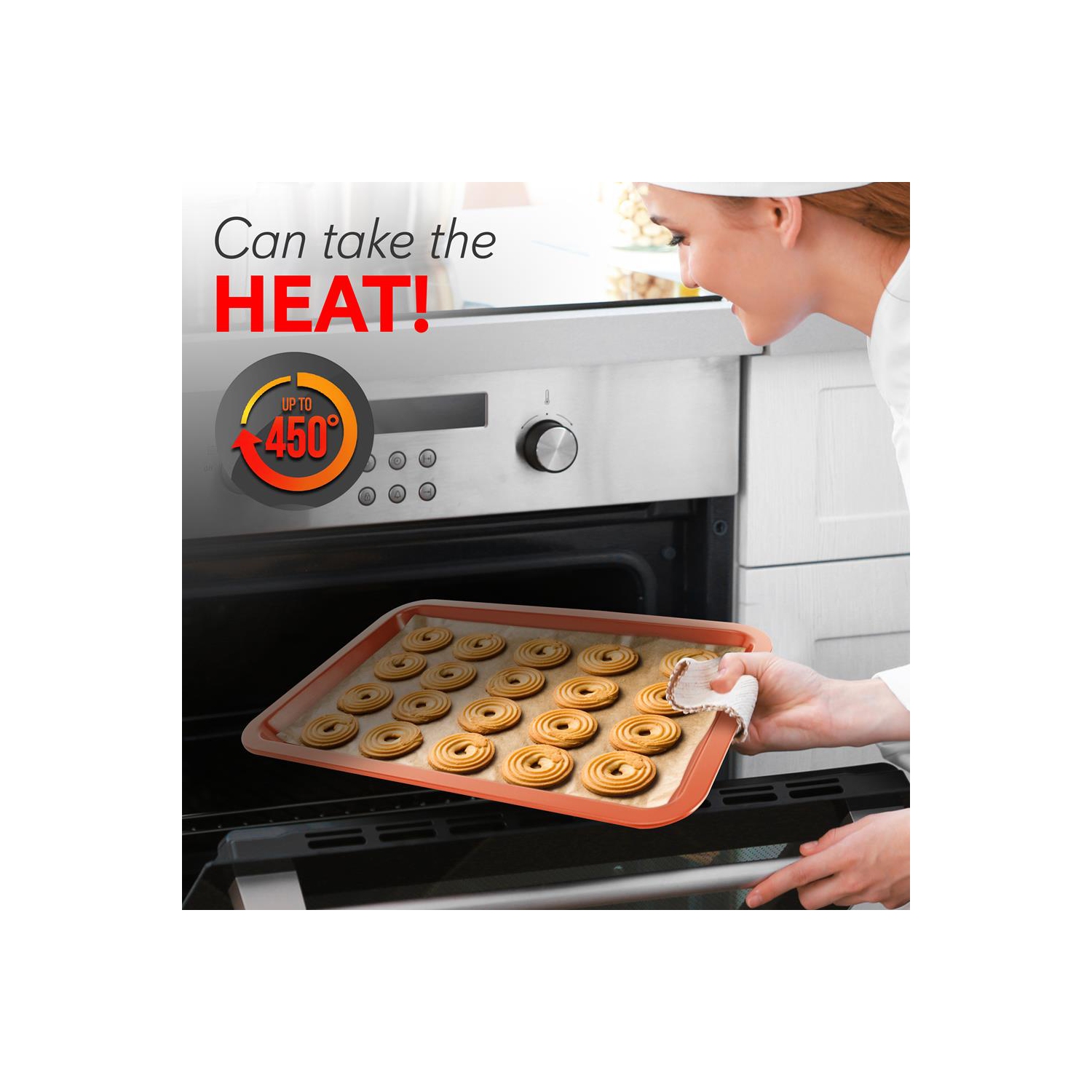 Professional Home Kitchen Bake Pan Set - Attractive, Stylish Non-Stick Metallic Coating, Dishwasher Safe, PFOA, PFOS, PTFE Free