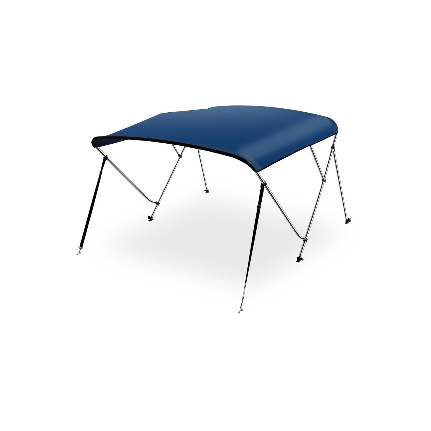 3 Bow Bimini Top - 2 Straps and 2 Rear Support Poles with Marine-Grade 600D Polyester Canvas