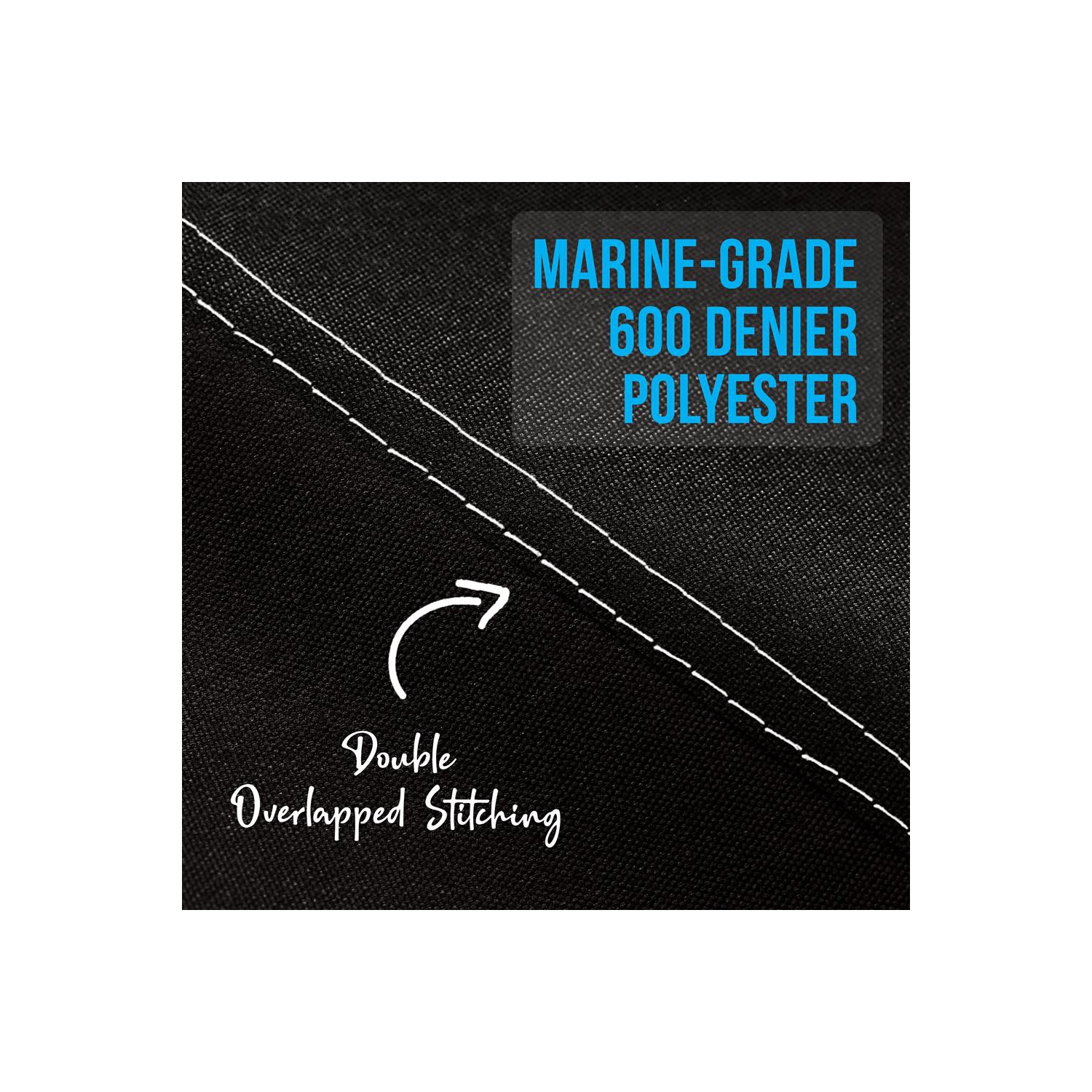 3 Bow Bimini Top - 2 Straps and 2 Rear Support Poles with Marine-Grade 600D Polyester Canvas