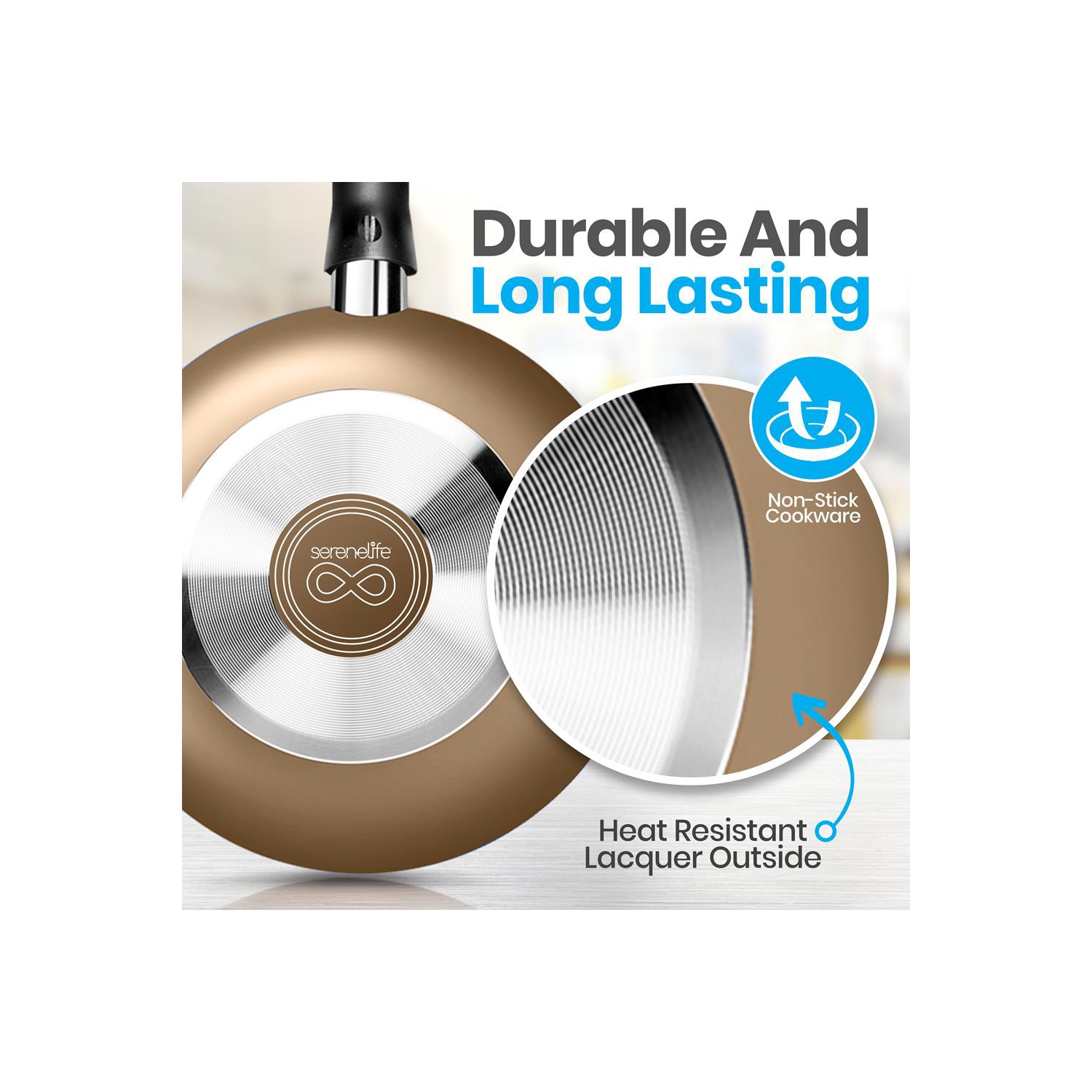 Kitchenware Pots & Pans Set – Basic Kitchen Cookware, Black Non-Stick Coating Inside, Heat Resistant Lacquer