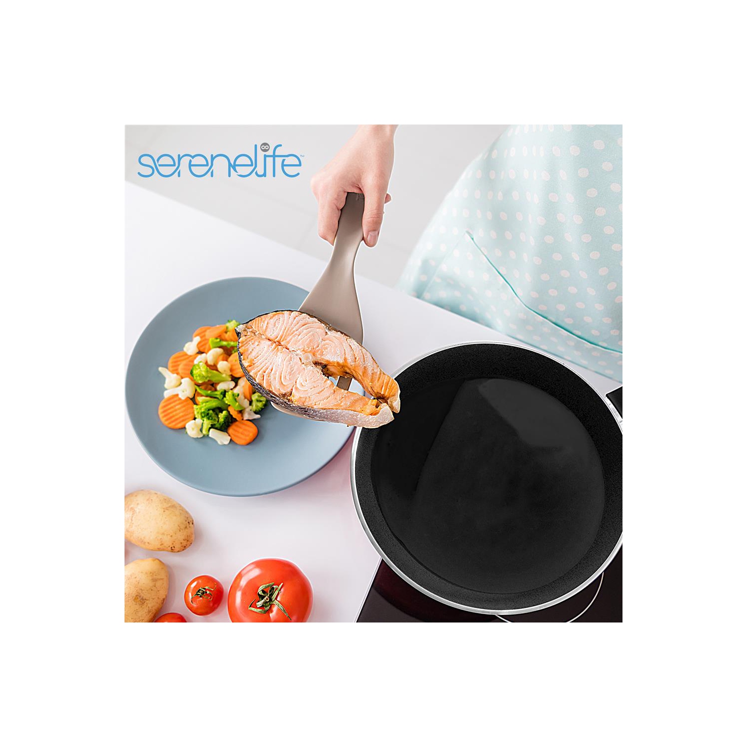 Kitchenware Pots & Pans Set – Basic Kitchen Cookware, Black Non-Stick Coating Inside, Heat Resistant Lacquer