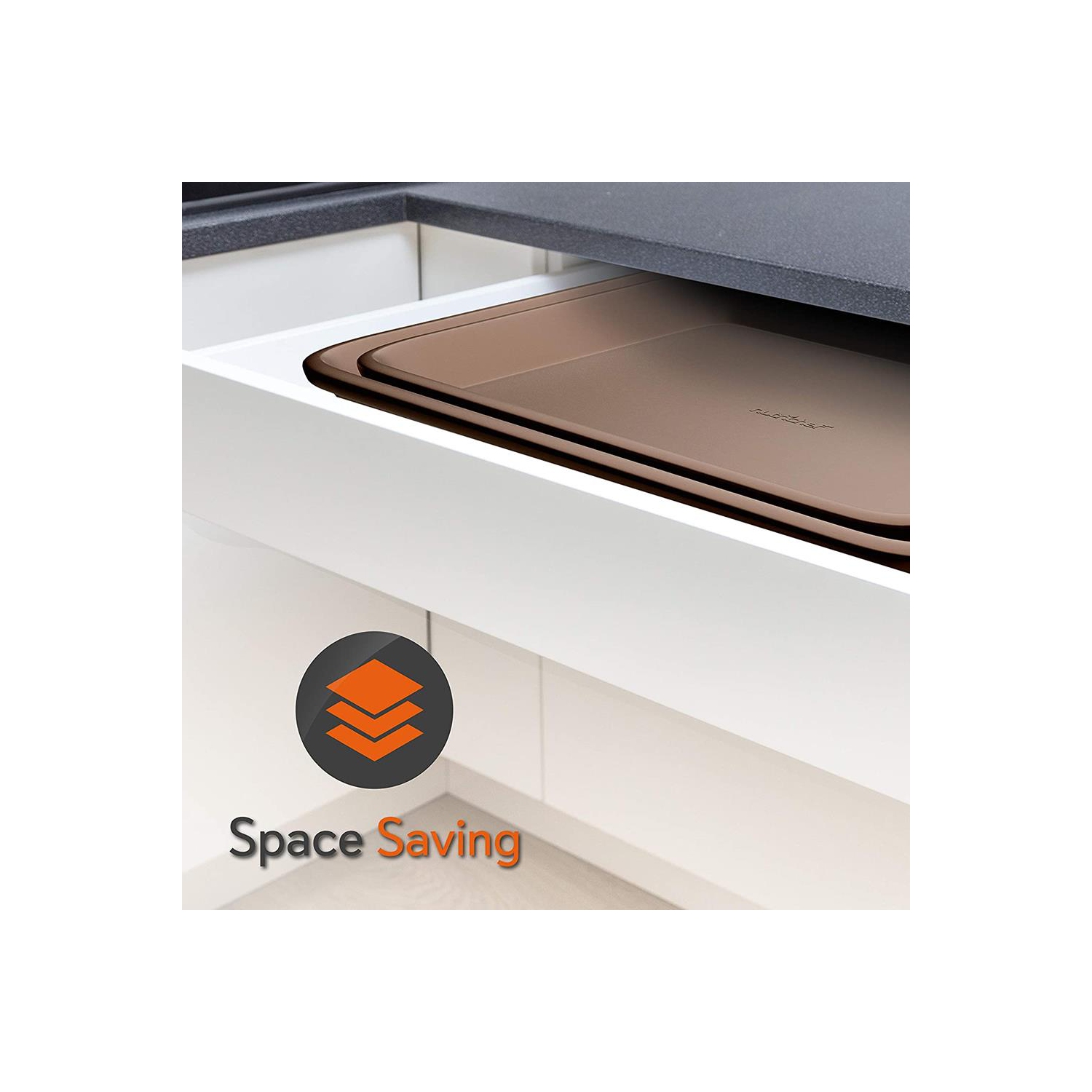 Nonstick Cookie Sheet Baking Pan | 2pc Large and Medium Metal Oven Baking Tray Sheet Set - Professional Quality Kitchen Cooking Non-Stick Bake Trays