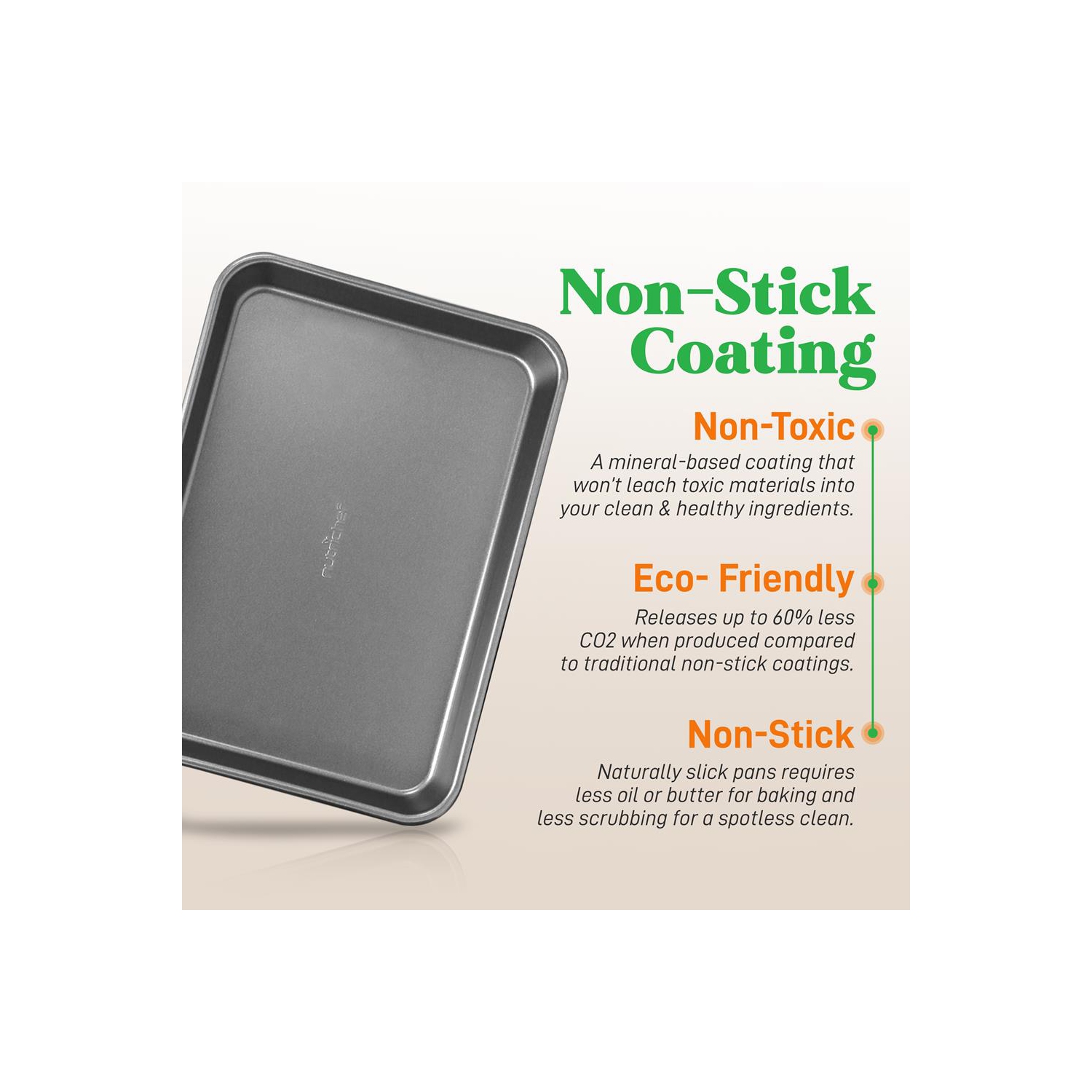 2-Pc. Nonstick Cookie Sheet Baking Pan - Professional Quality Kitchen Cooking Non-Stick Bake Trays with Gray Coating Inside & Outside