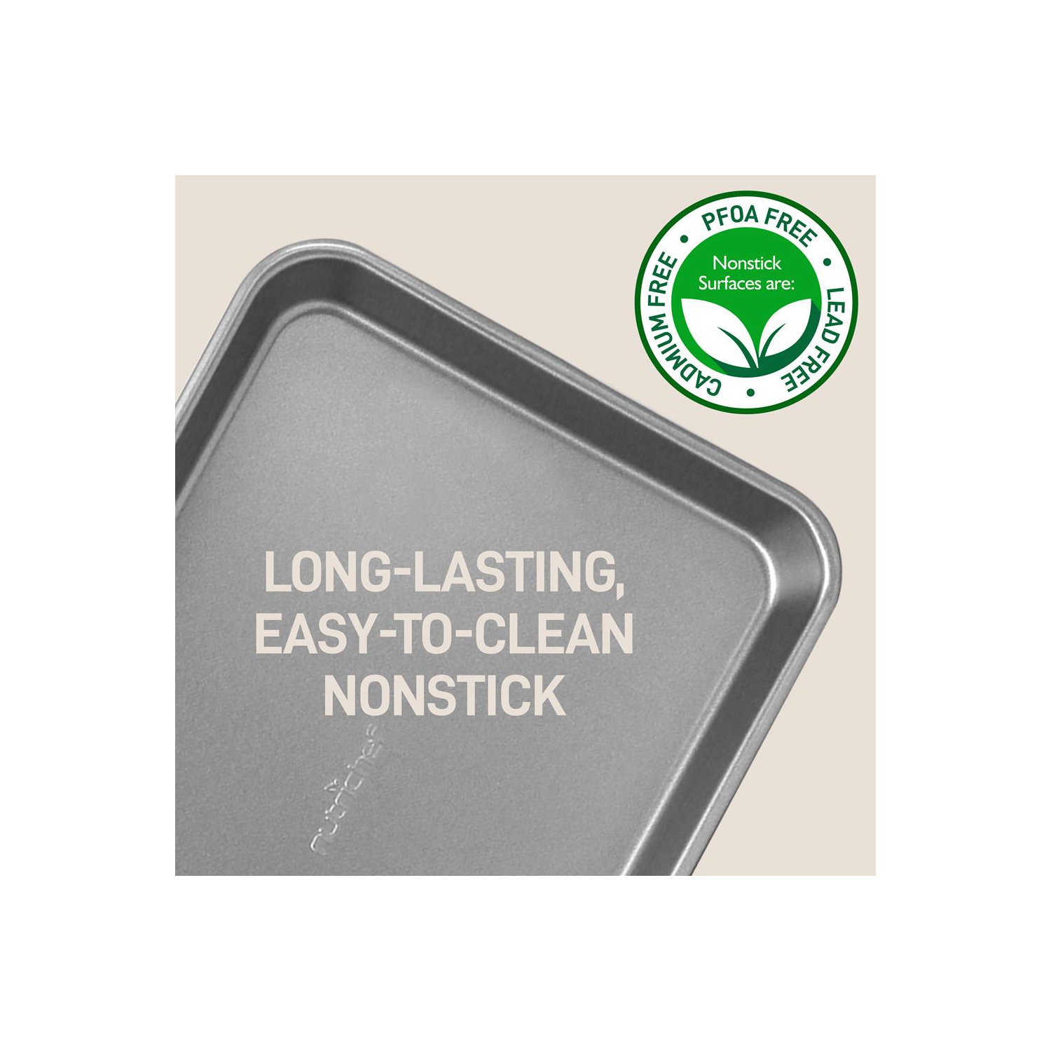 2-Pc. Nonstick Cookie Sheet Baking Pan - Professional Quality Kitchen Cooking Non-Stick Bake Trays with Gray Coating Inside & Outside