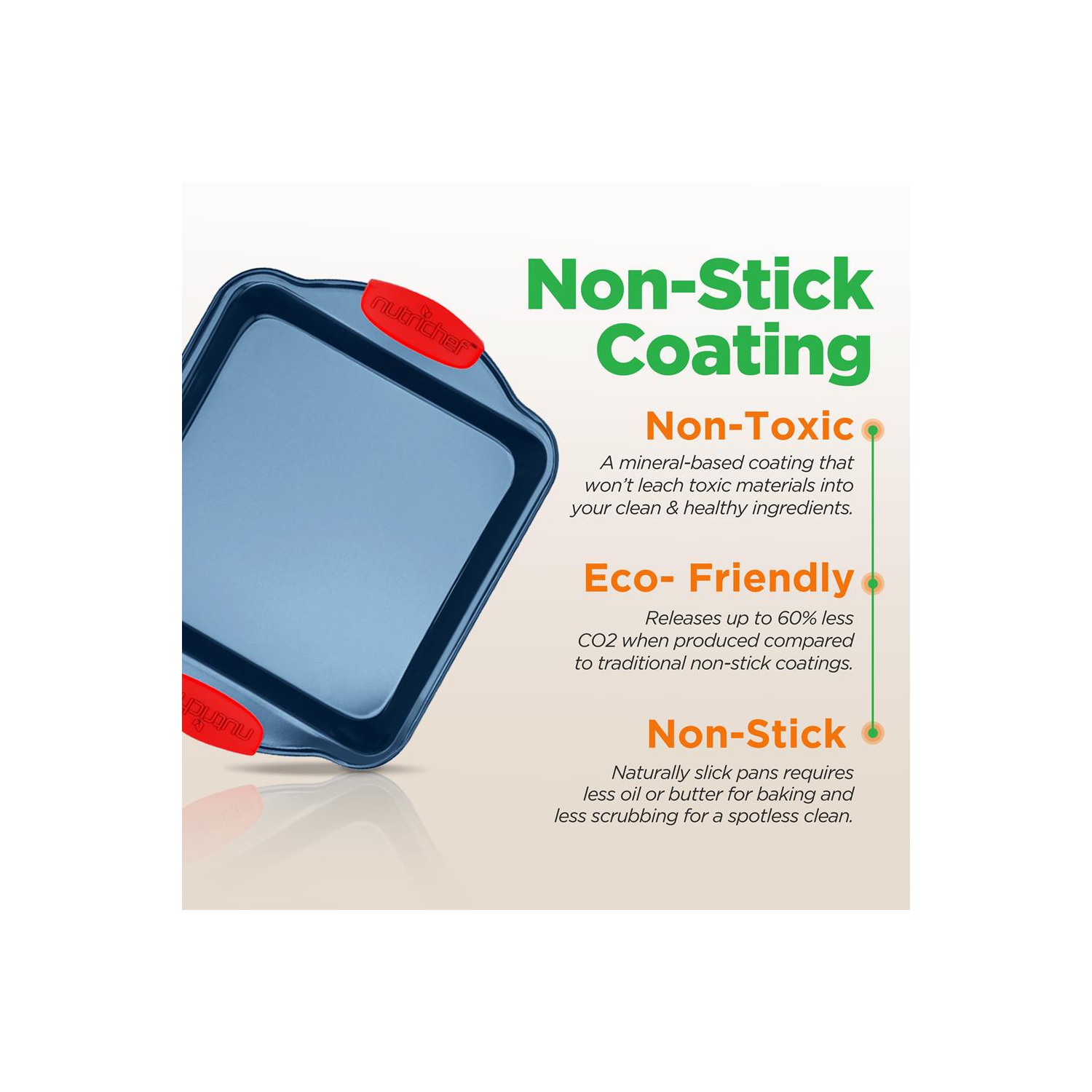 Moules de cuisson de four de cuisine - revêtement antiadhésif bleu de luxe à l'intérieur et à l'extérieur en acier au carbone avec poignées en