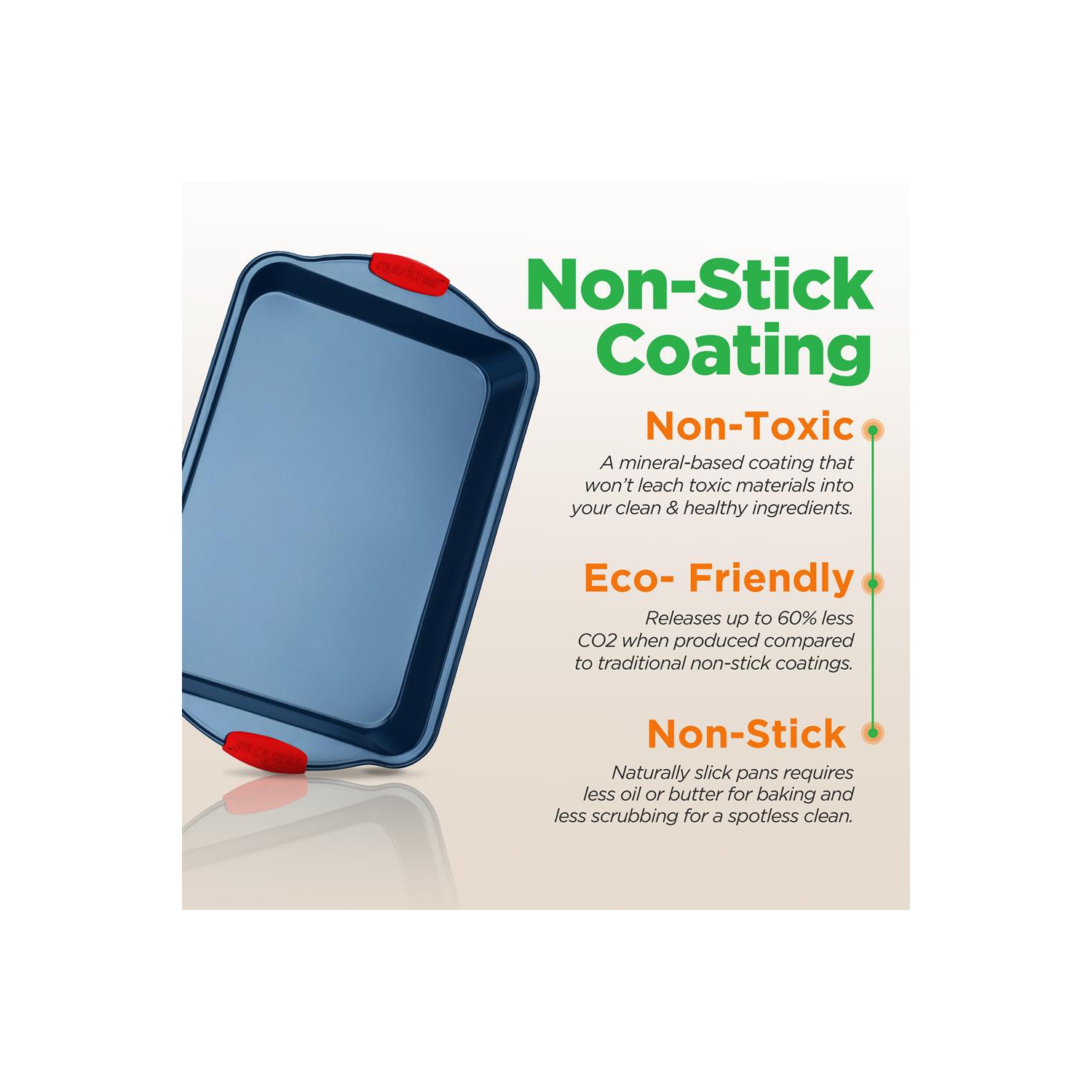 Moules de cuisson de four de cuisine - revêtement antiadhésif bleu de luxe à l'intérieur et à l'extérieur en acier au carbone avec poignées en