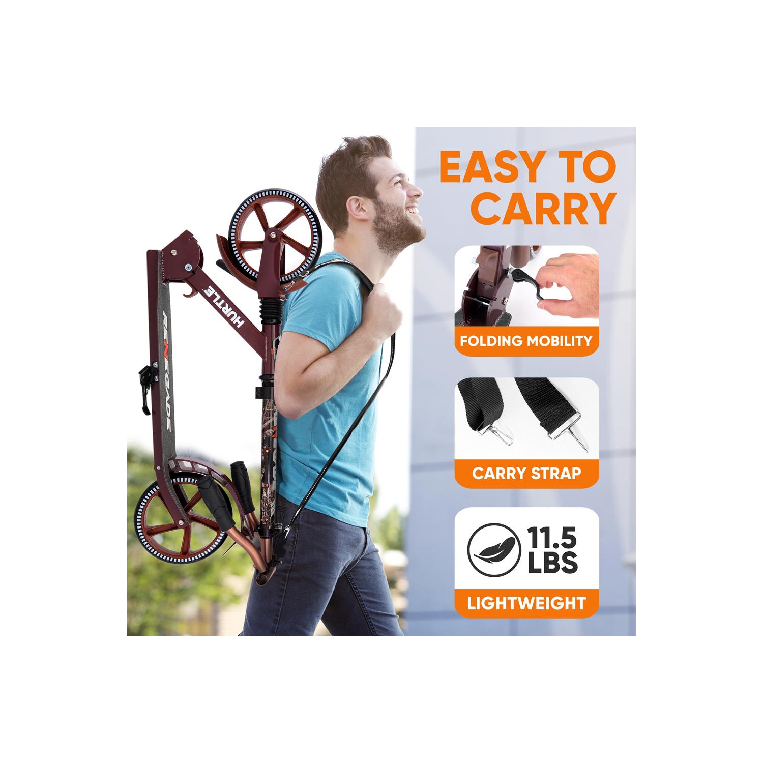 Lightweight and Foldable Kick Scooter - Adjustable Scooter for Teens and Adult, Alloy Deck with High Impact Wheels