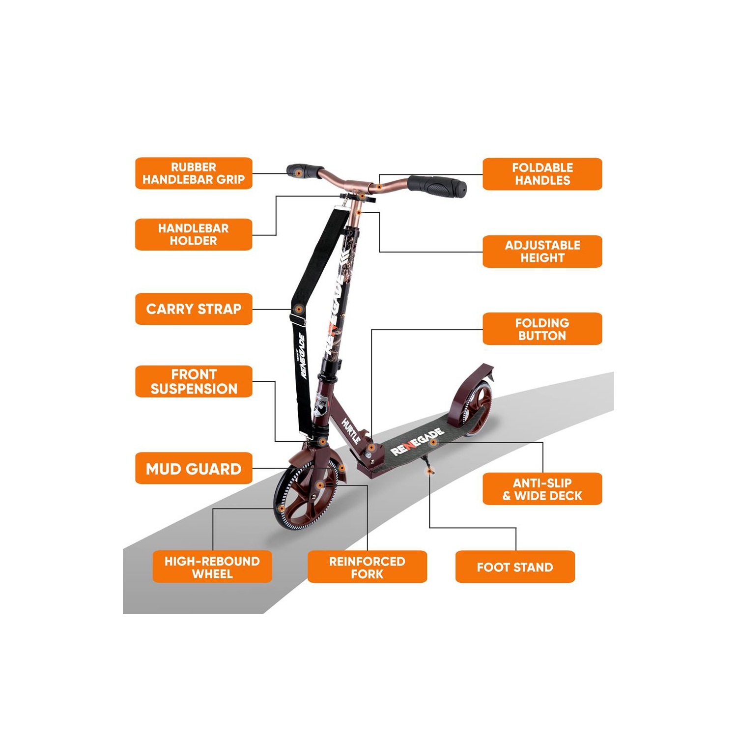 Lightweight and Foldable Kick Scooter - Adjustable Scooter for Teens and Adult, Alloy Deck with High Impact Wheels