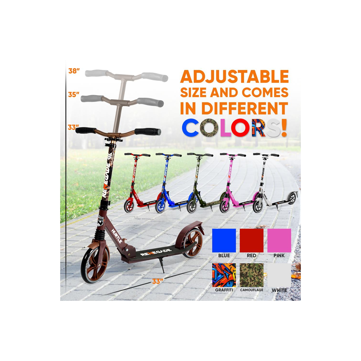 Lightweight and Foldable Kick Scooter - Adjustable Scooter for Teens and Adult, Alloy Deck with High Impact Wheels