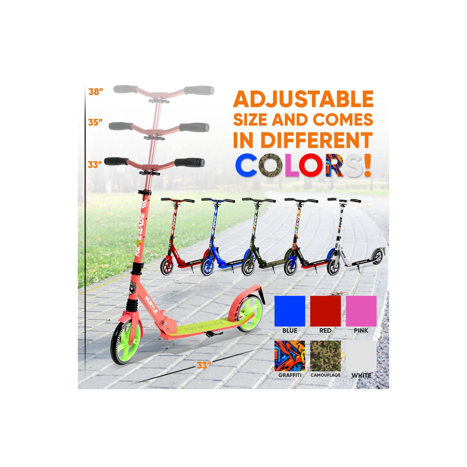 Trottinette légère et pliable - trottinette réglable pour adolescents et adultes, plateforme en alliage avec roues à impact élevé