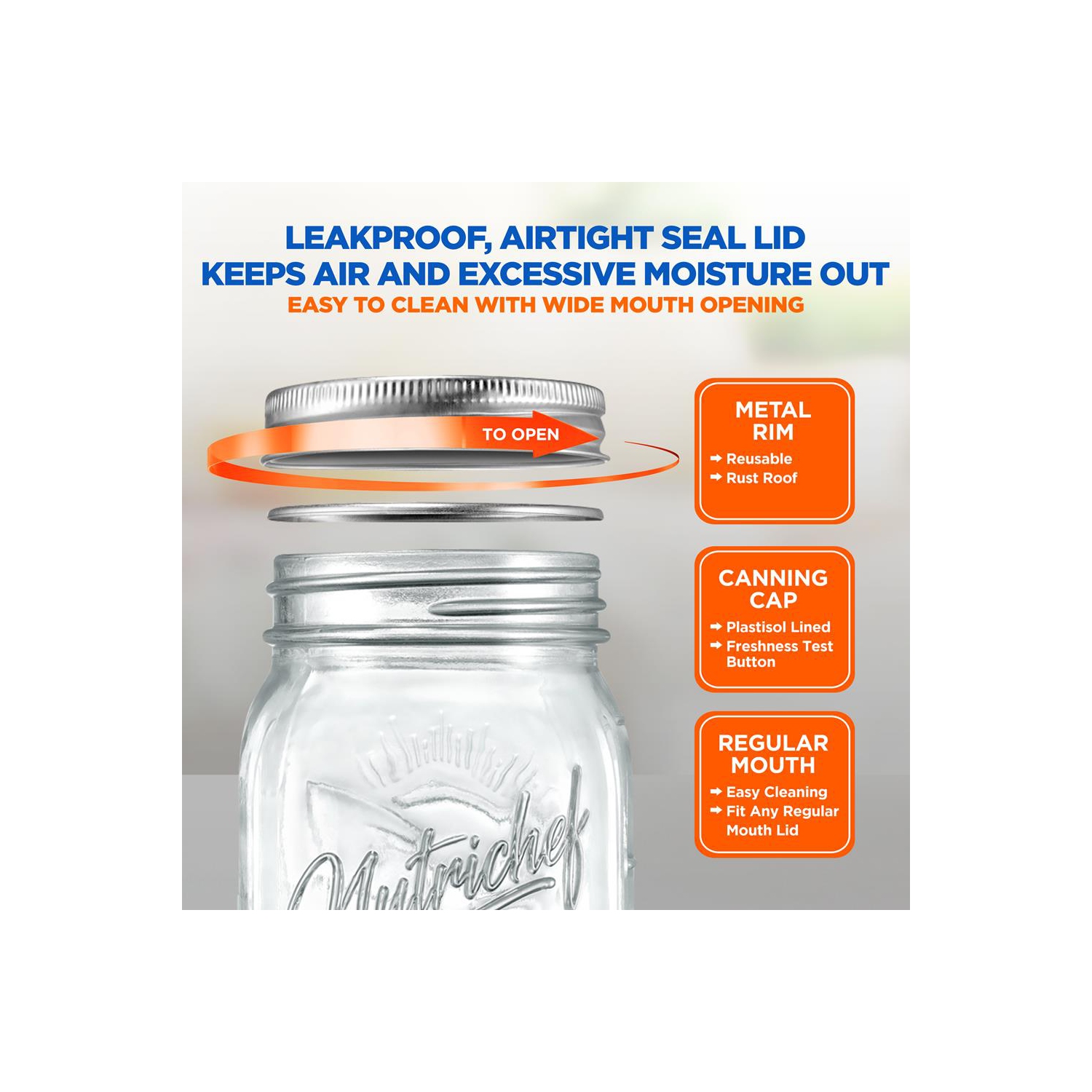 12 Pcs. Glass Mason Jars with Regular Lids and Bands, DIY Magnetic Spice Jars, Ideal for Meal Prep, Jam, Honey, Wedding Favors, and more