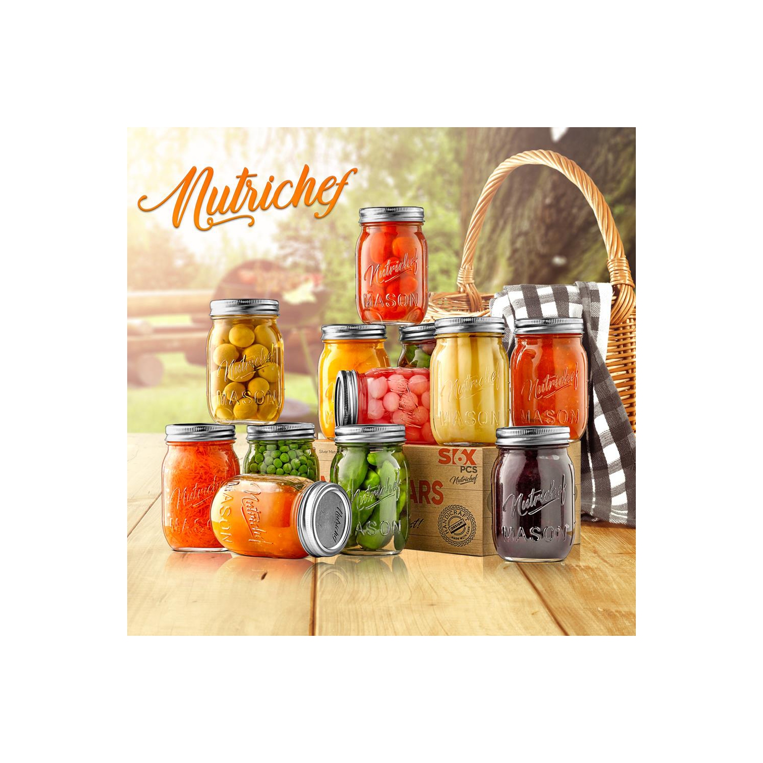 12 Pcs. Glass Mason Jars with Regular Lids and Bands, DIY Magnetic Spice Jars, Ideal for Meal Prep, Jam, Honey, Wedding Favors, and more