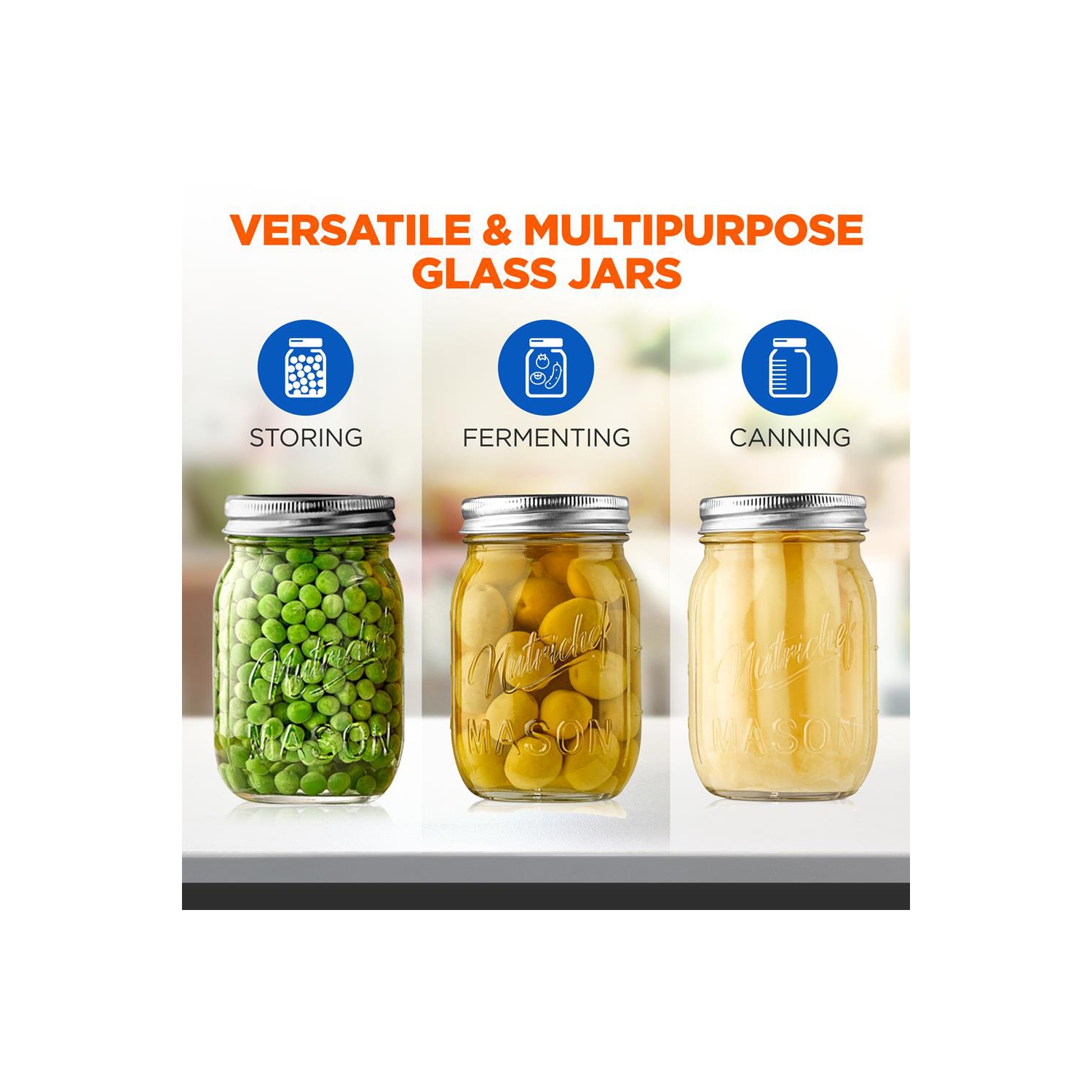 12 Pcs. Glass Mason Jars with Regular Lids and Bands, DIY Magnetic Spice Jars, Ideal for Meal Prep, Jam, Honey, Wedding Favors, and more