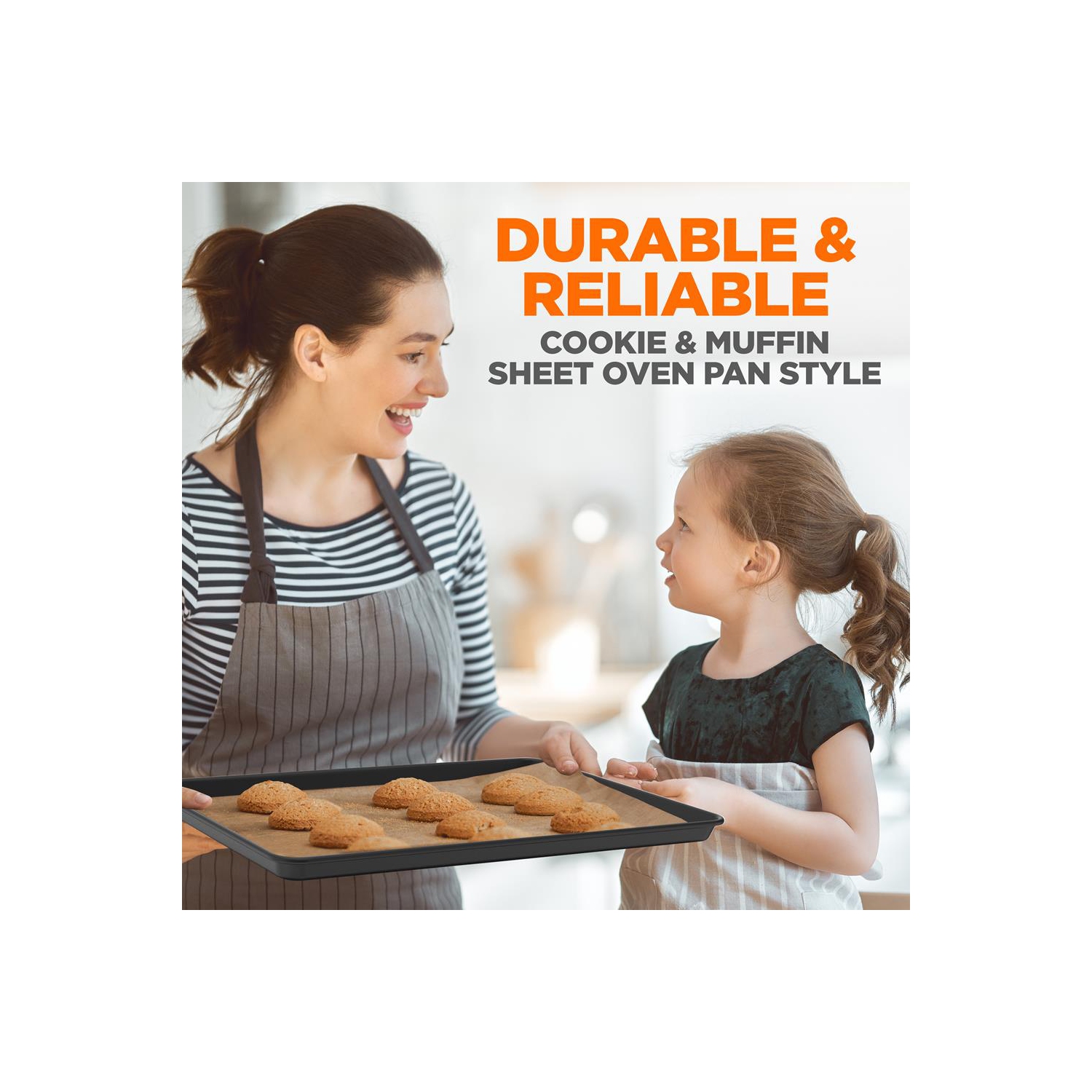 8pcs. Stackable Carbon Steel Bakeware Sets - Non-Stick Coating, Bake Tray Sheet Bakeware Set