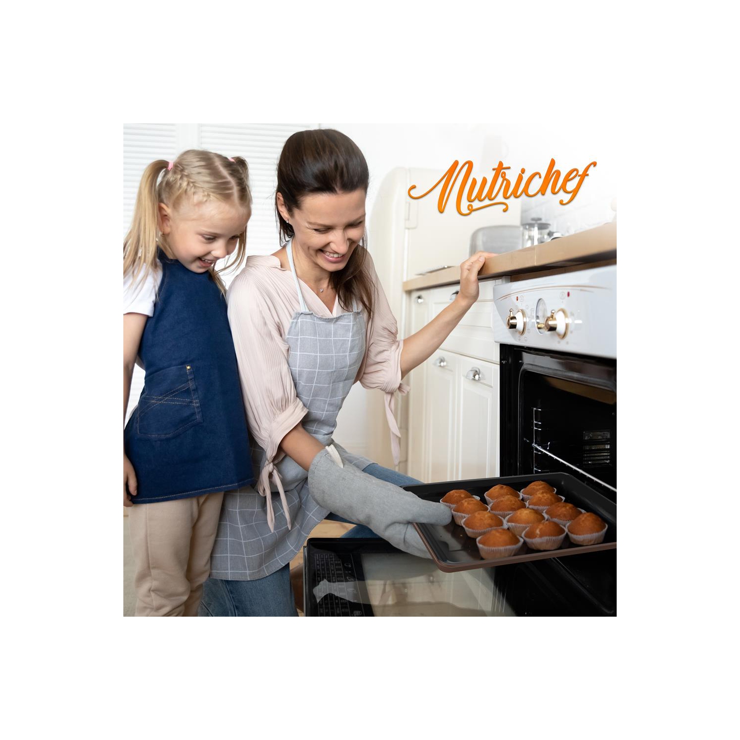 8pcs. Stackable Carbon Steel Bakeware Sets - Non-Stick Coating, Bake Tray Sheet Bakeware Set