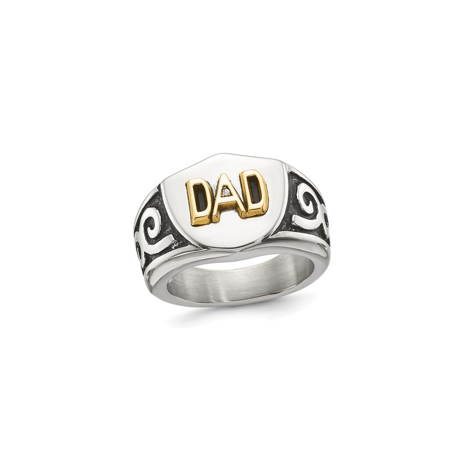 Mens Stainless Steel DAD Shield Ring