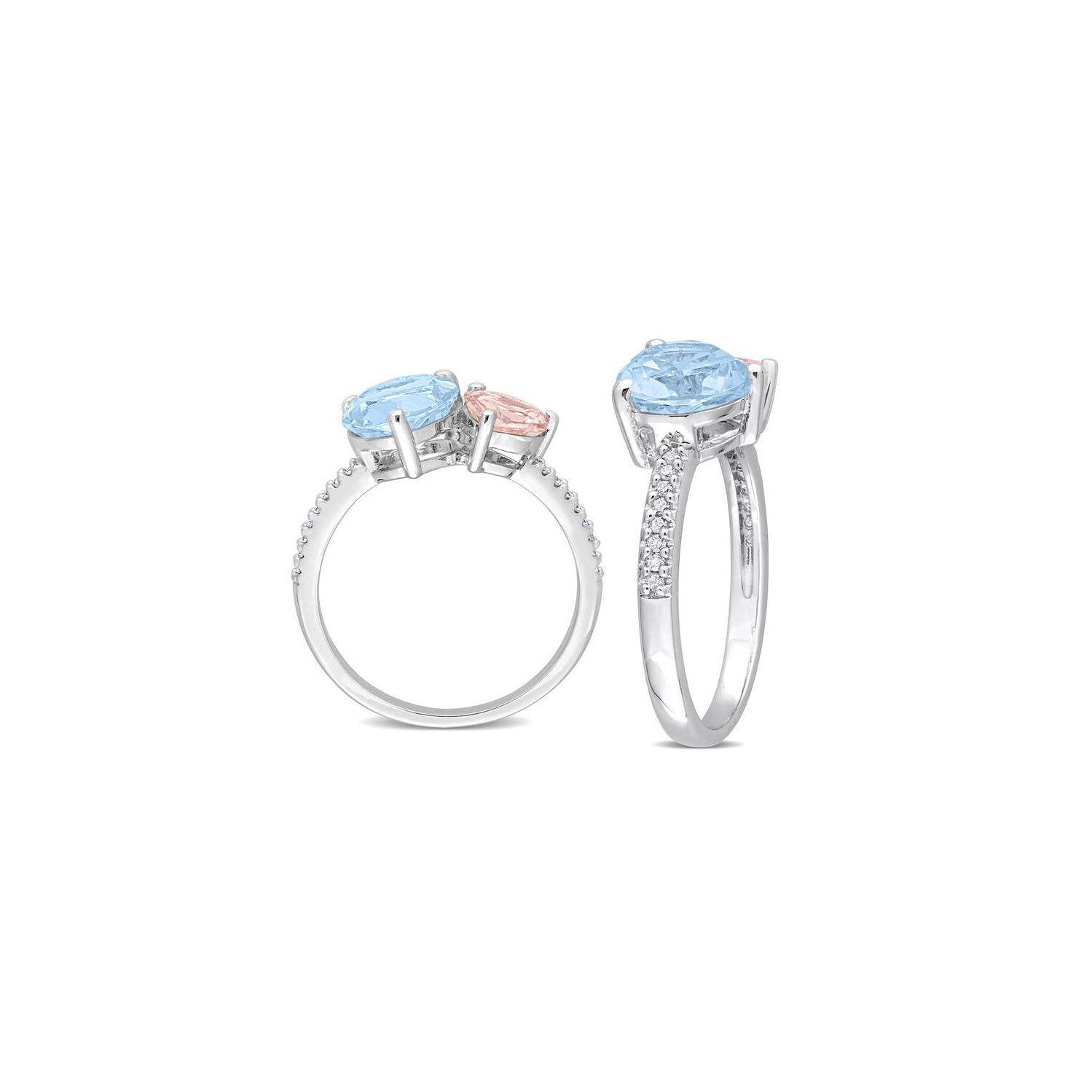 2.65 Carat Sky-Blue Topaz and Morganite Heart Ring in Sterling Silver