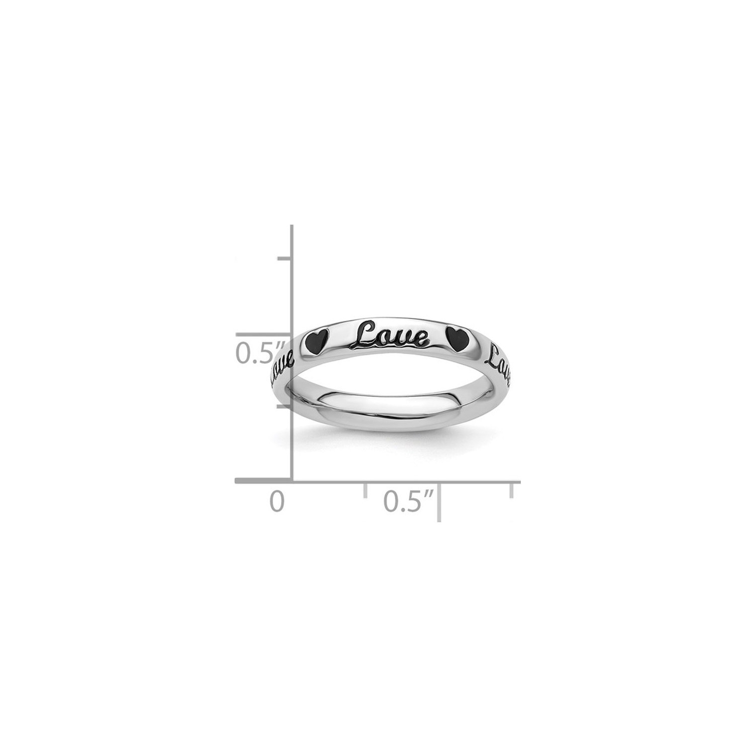 Sterling Silver Enameled Love Heart Band Ring