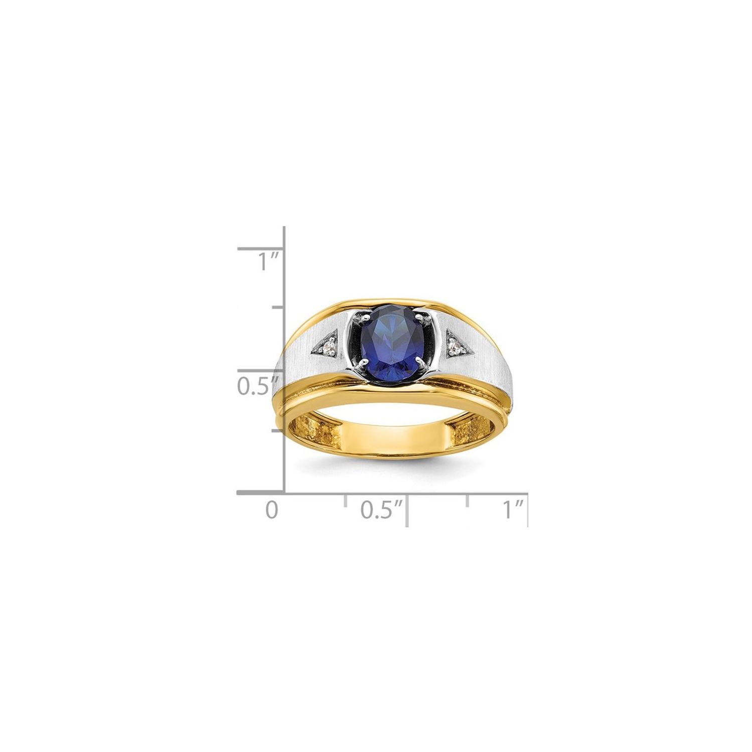 Mens 1.25 Carat Lab Created Blue Sapphire Ring in 10K Yellow Gold with Diamonds