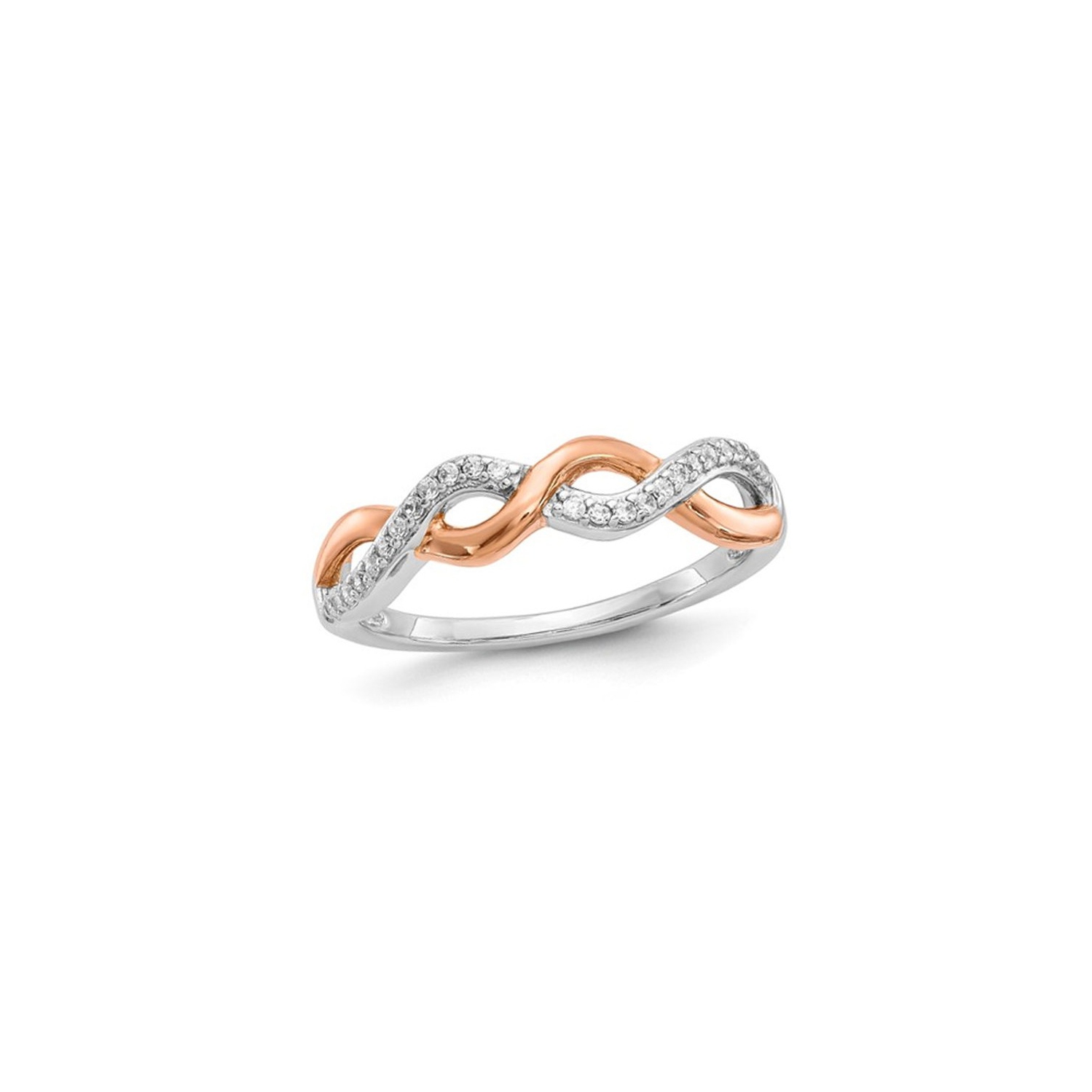 1/8 Carat Diamond Wedding Ring Twist Band in 10K Rose and White Gold (Size 7)