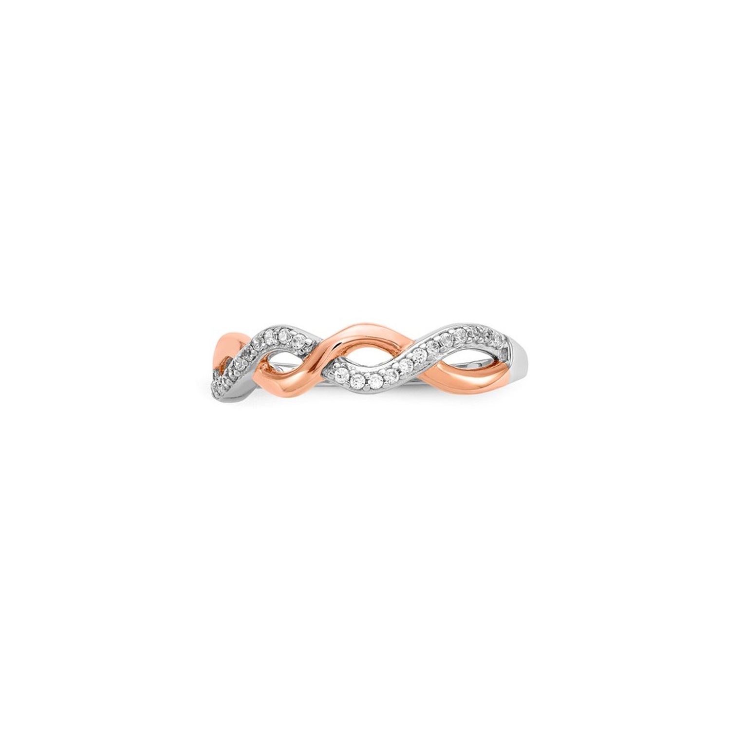1/8 Carat Diamond Wedding Ring Twist Band in 10K Rose and White Gold (Size 7)