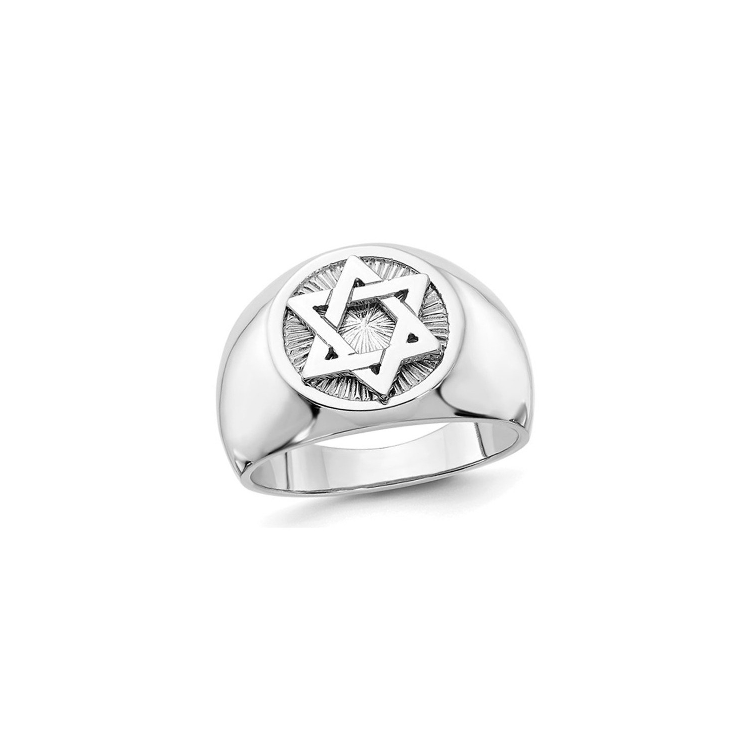 Mens 14K White Gold Star of David Ring