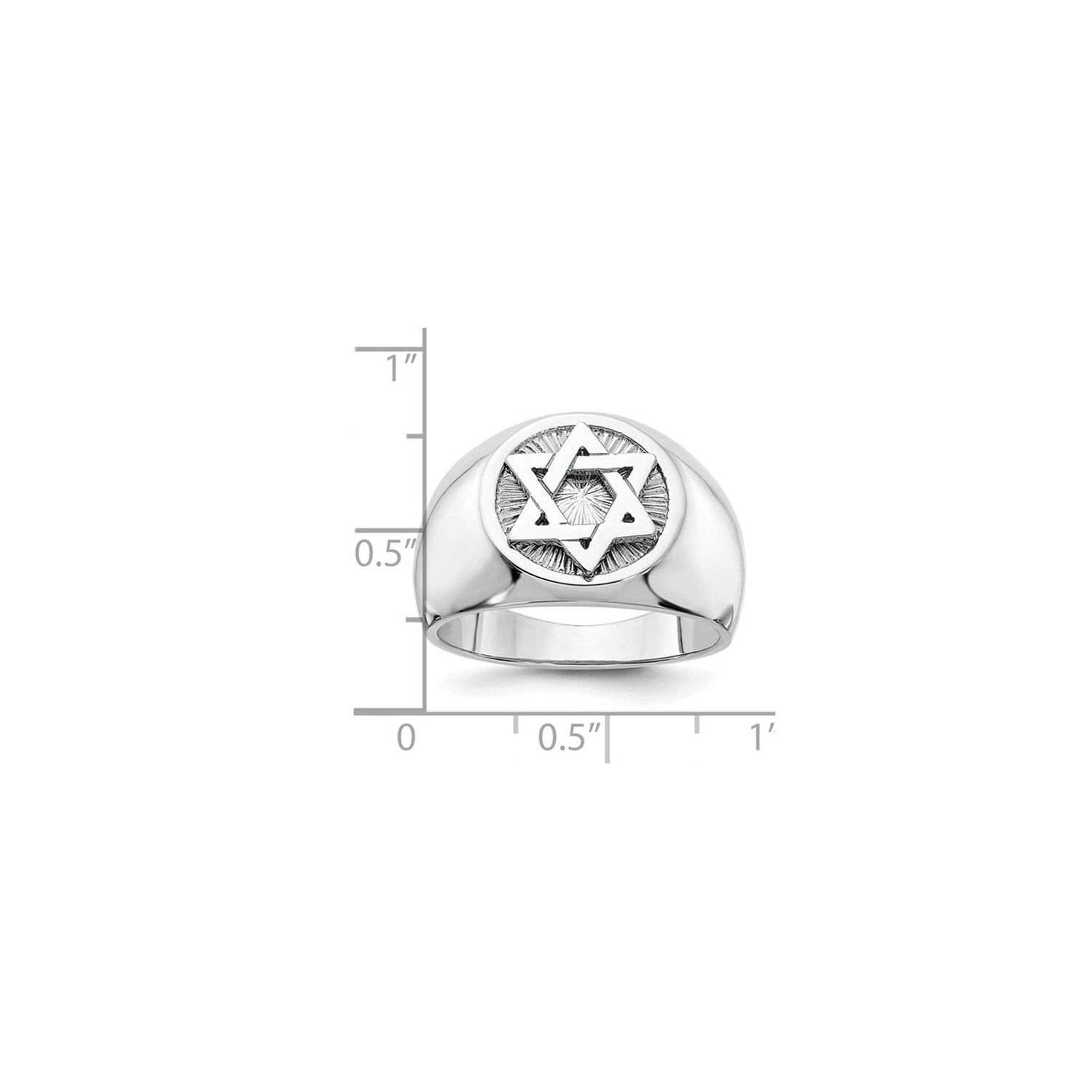 Mens 14K White Gold Star of David Ring