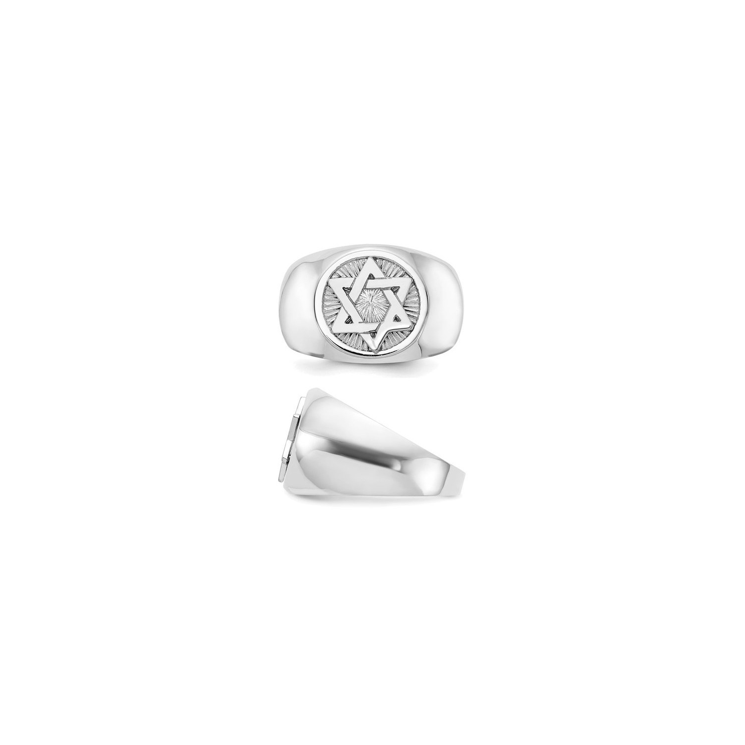 Mens 14K White Gold Star of David Ring