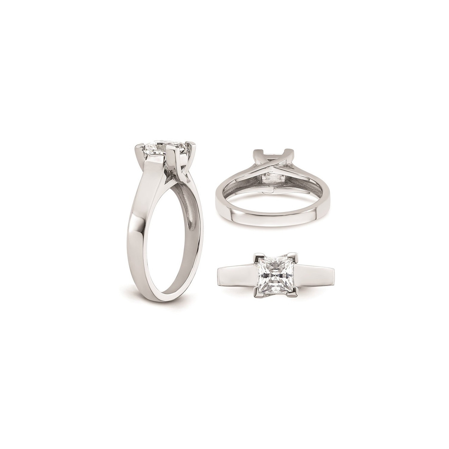 1.20 Carat Certified Princess Lab-Grown Diamond By-Pass Engagement Ring 14K White Gold