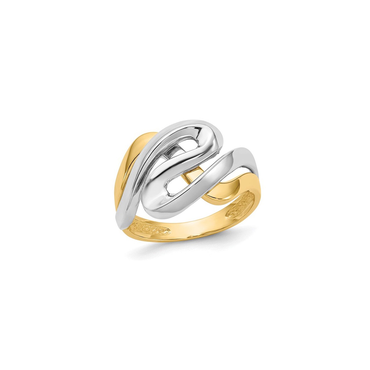 Anneau torsadé poli en or jaune et blanc 14K ct