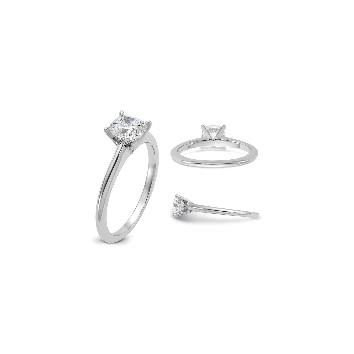 1.00 Carat IGI Certified Cushion-Cut Lab Grown Diamond Solitaire Engagement Ring in 14K White Gold