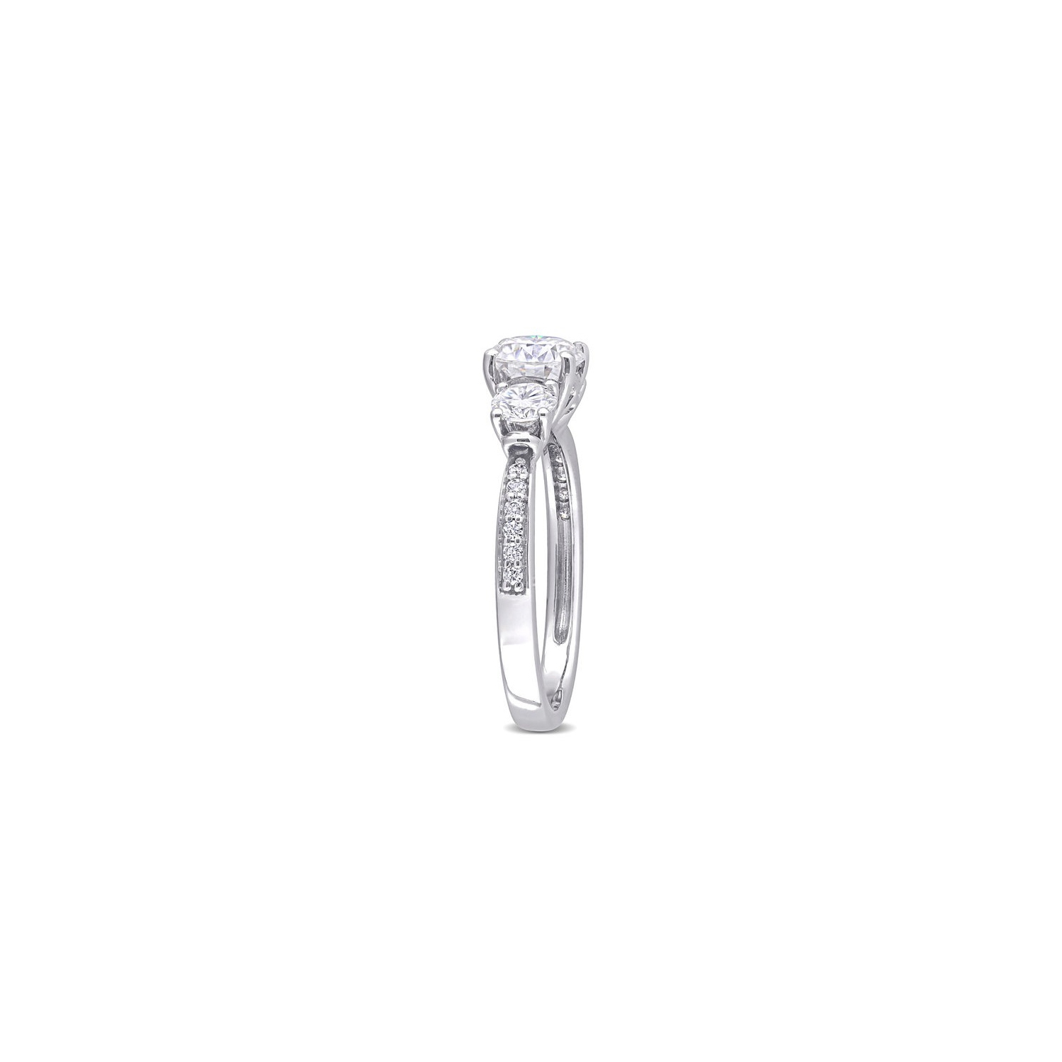 1.30 Carat Lab-Created Three-Stone Moissanite Engagement Ring in 10K White Gold