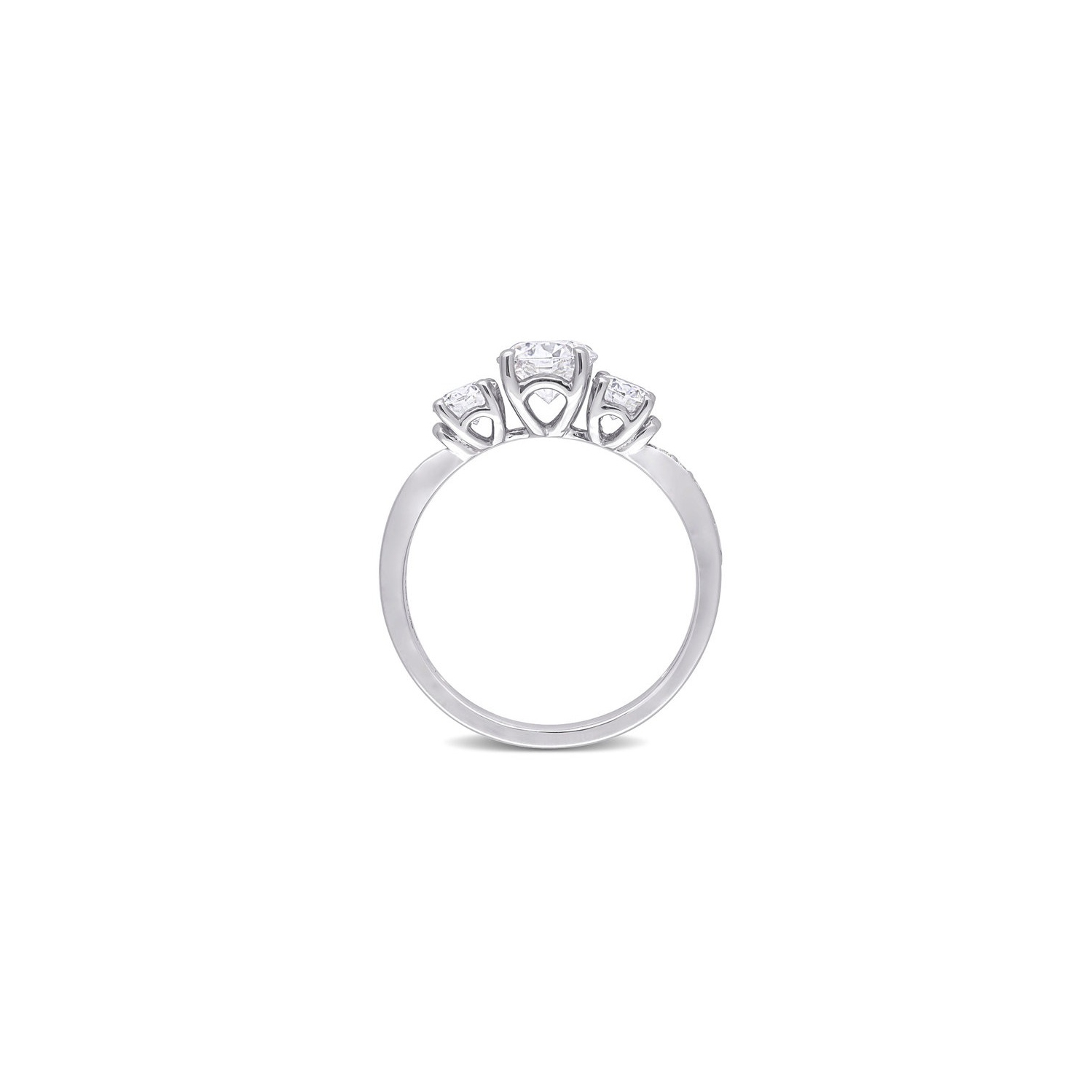1.30 Carat Lab-Created Three-Stone Moissanite Engagement Ring in 10K White Gold
