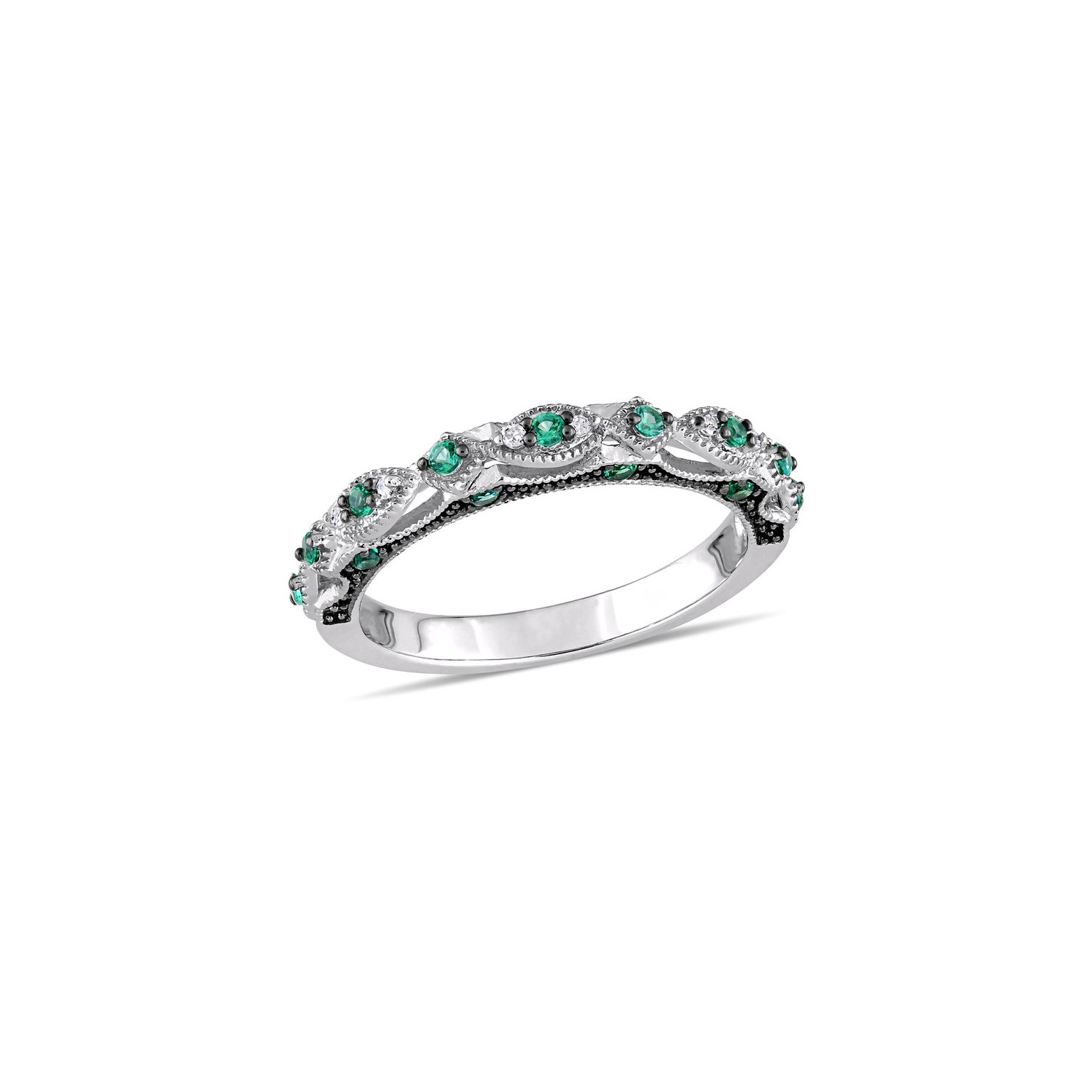 1/5 Carat Lab-Created Emerald Anniversary Band Ring in 10K White Gold