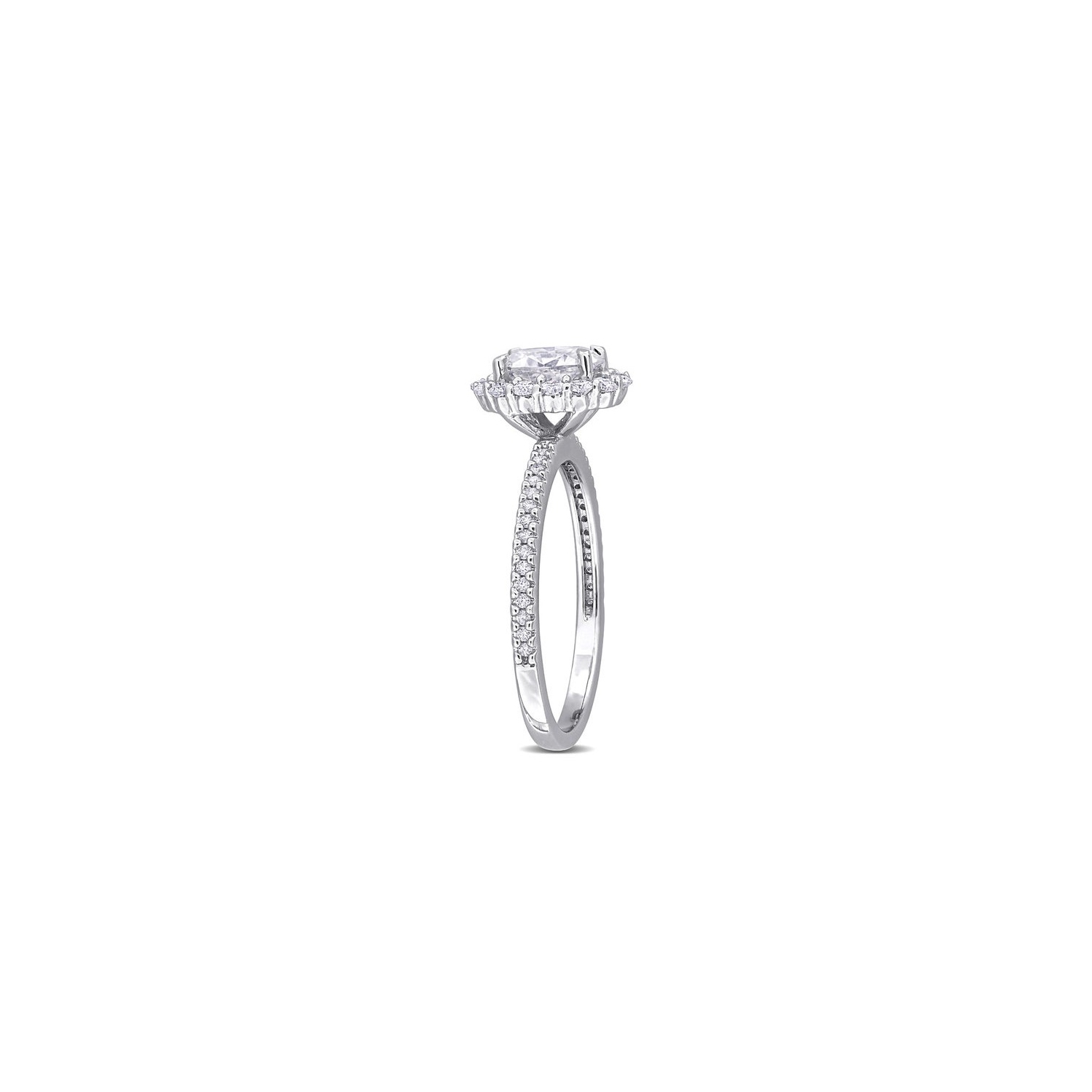 1.42 Carat Lab-Created Oval Halo Moissanite Engagement Ring in Sterling Silver