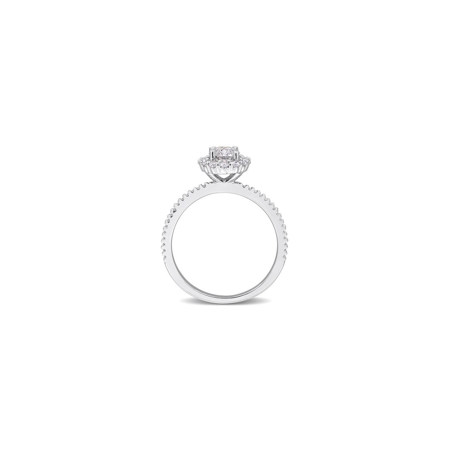 1.42 Carat Lab-Created Oval Halo Moissanite Engagement Ring in Sterling Silver