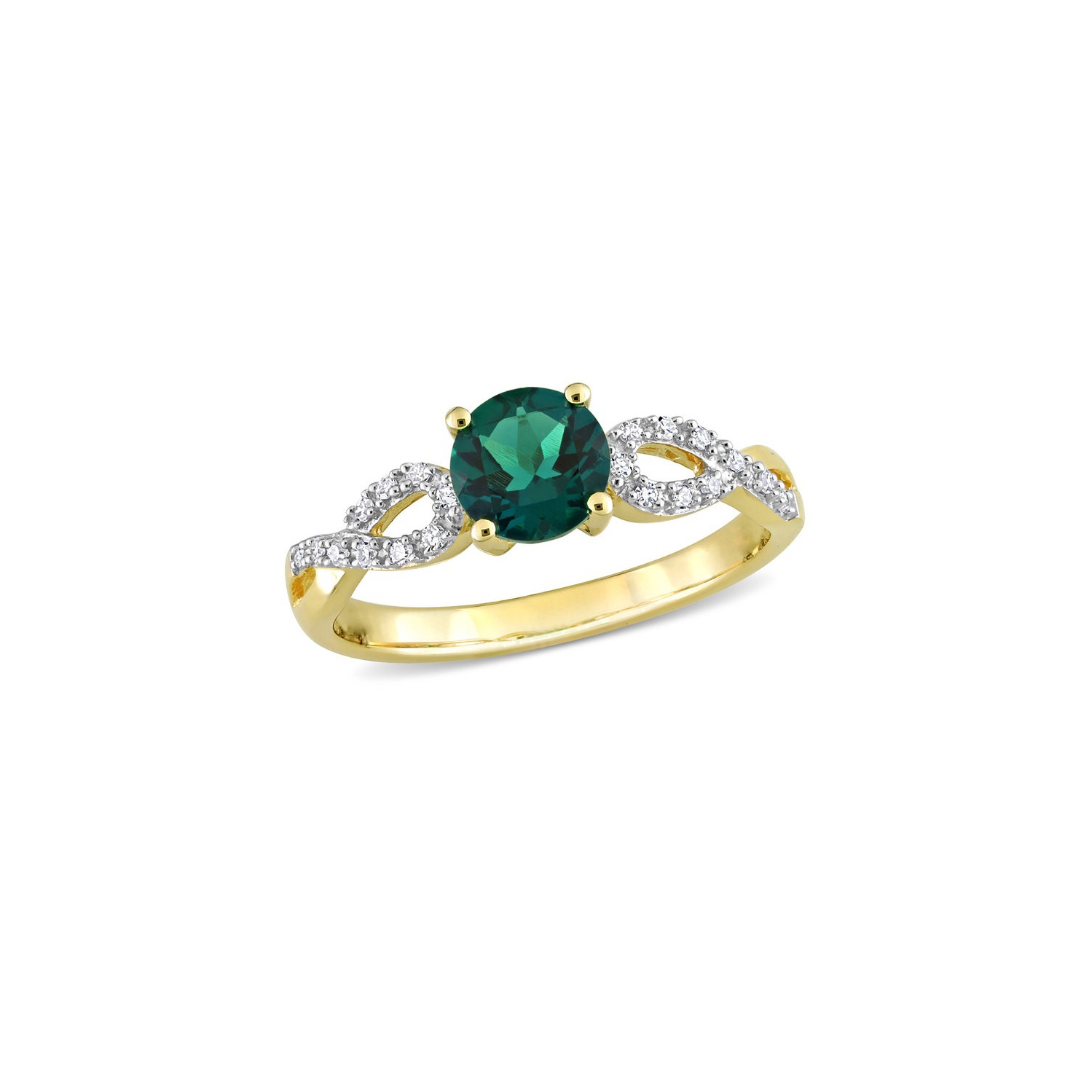4/5 Carat Lab-Created Emerald Ring in 10K Yellow Gold with Diamonds