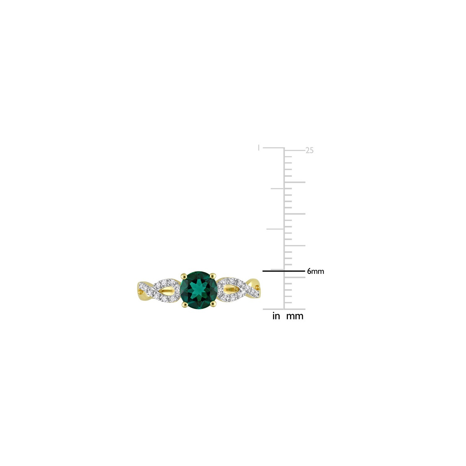 4/5 Carat Lab-Created Emerald Ring in 10K Yellow Gold with Diamonds