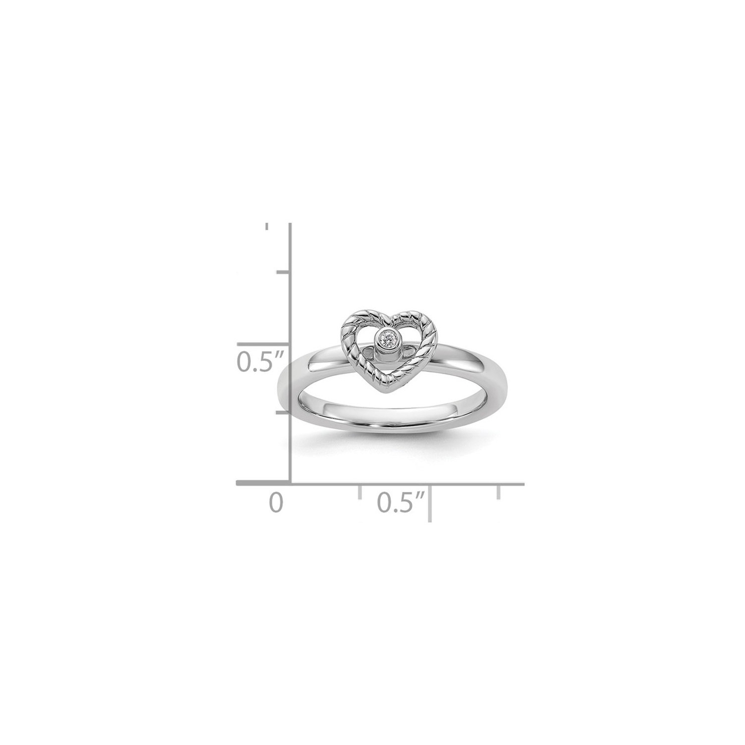 Heart Ring with Diamond Accent in Sterling Silver