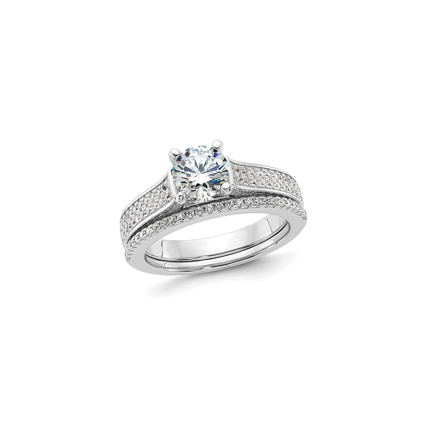 Sterling Silver Engagement Bridal Wedding Ring Set with Cubic Zirconia (CZ)