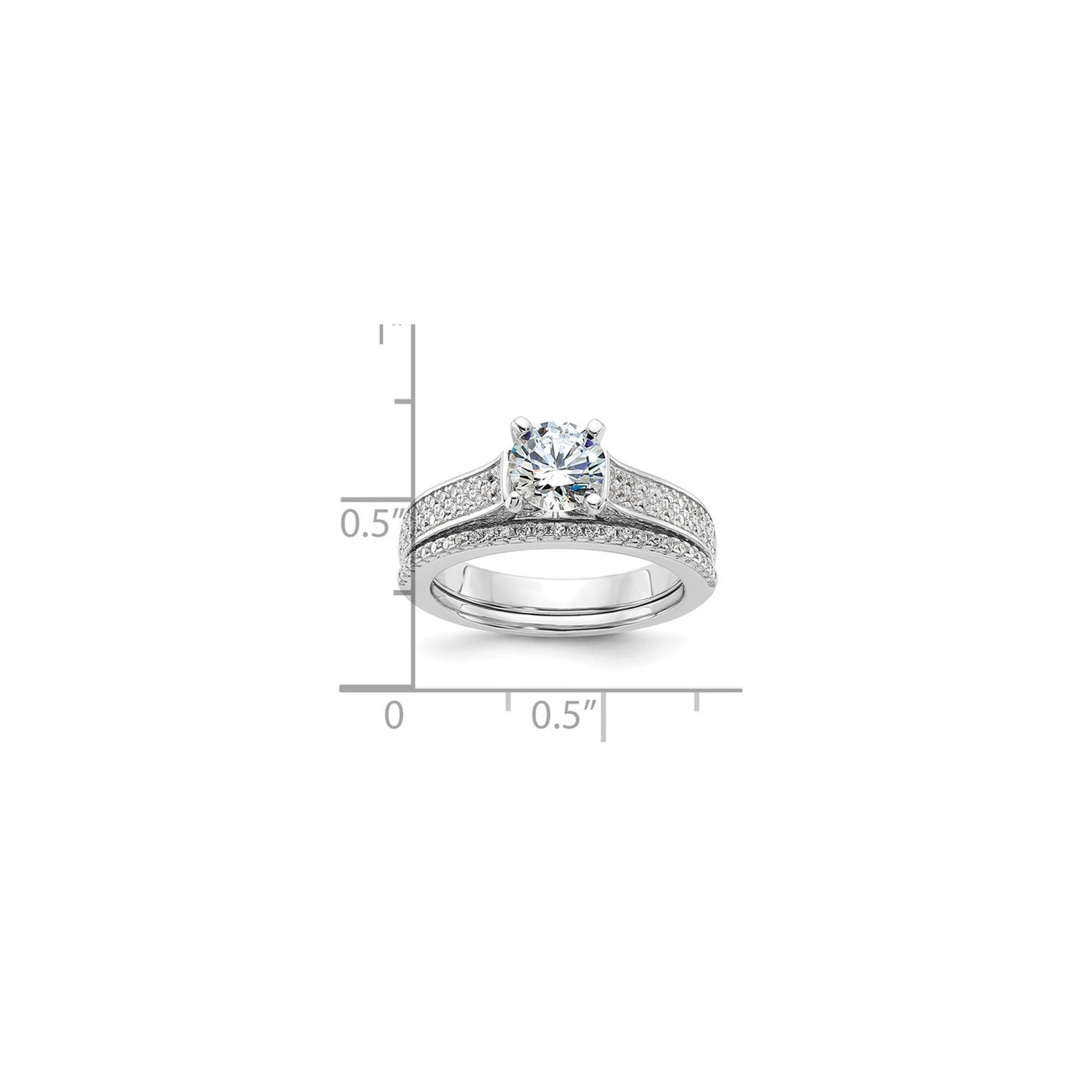 Sterling Silver Engagement Bridal Wedding Ring Set with Cubic Zirconia (CZ)