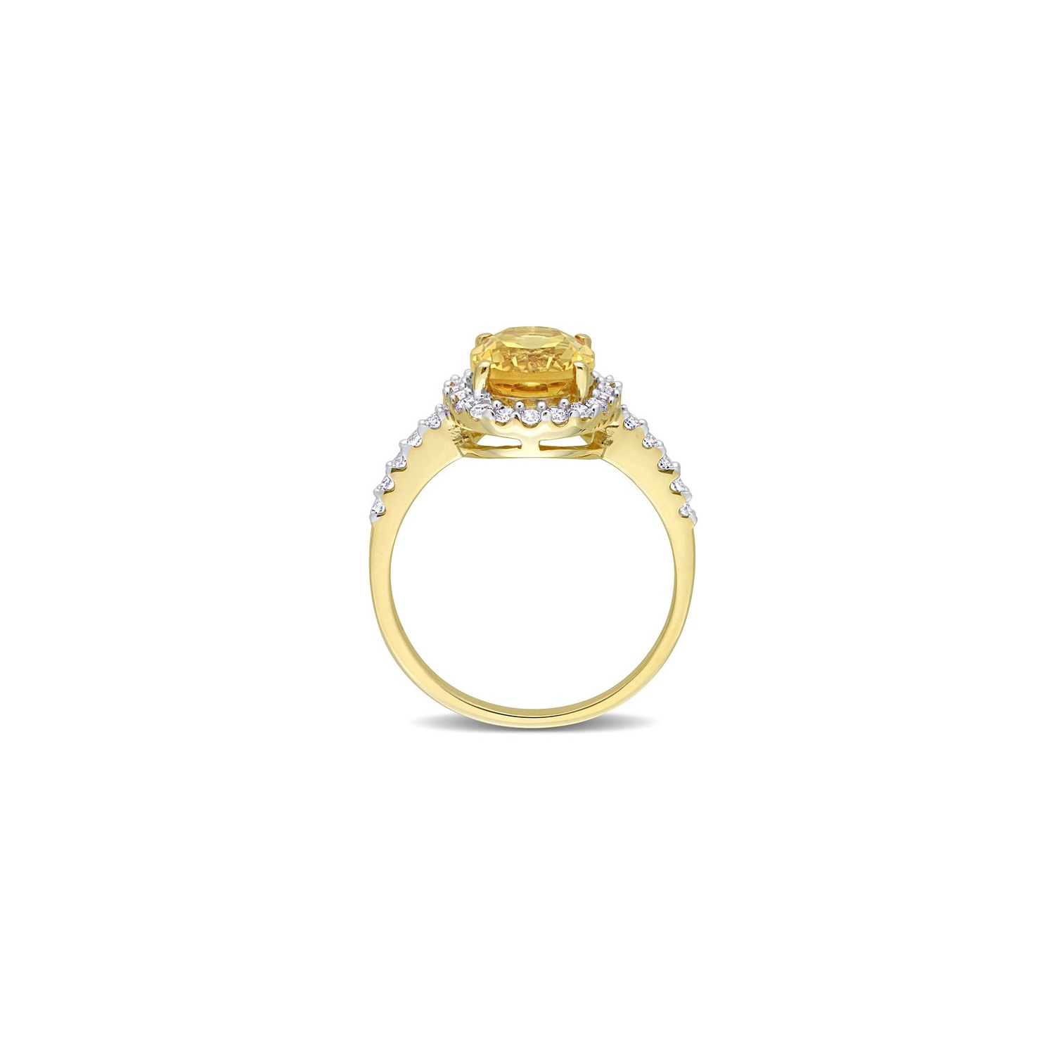 4.00 Carat Citrine and Lab-Created White Topaz Halo Ring in 10K Yellow Gold