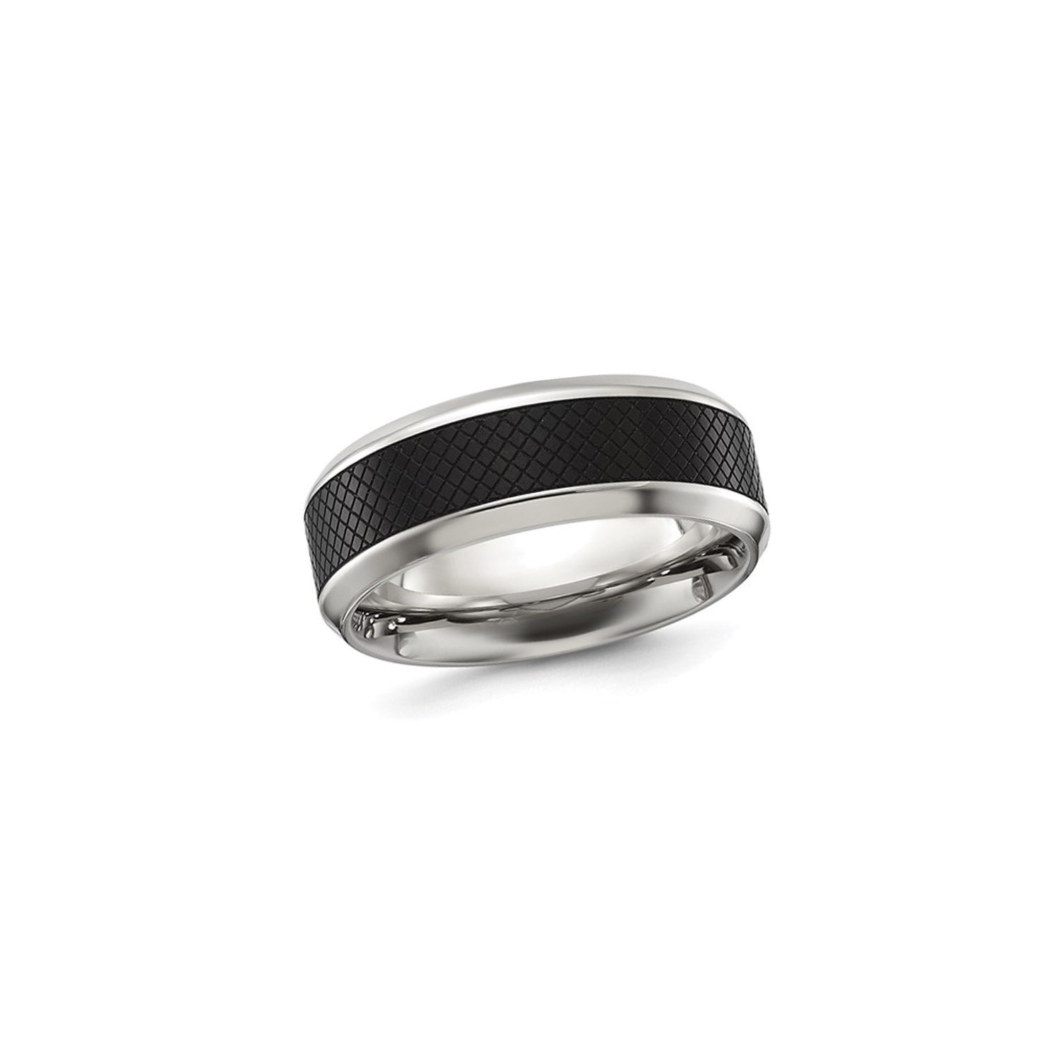 Bague homme, bracelet en titane texturé plaqué noir