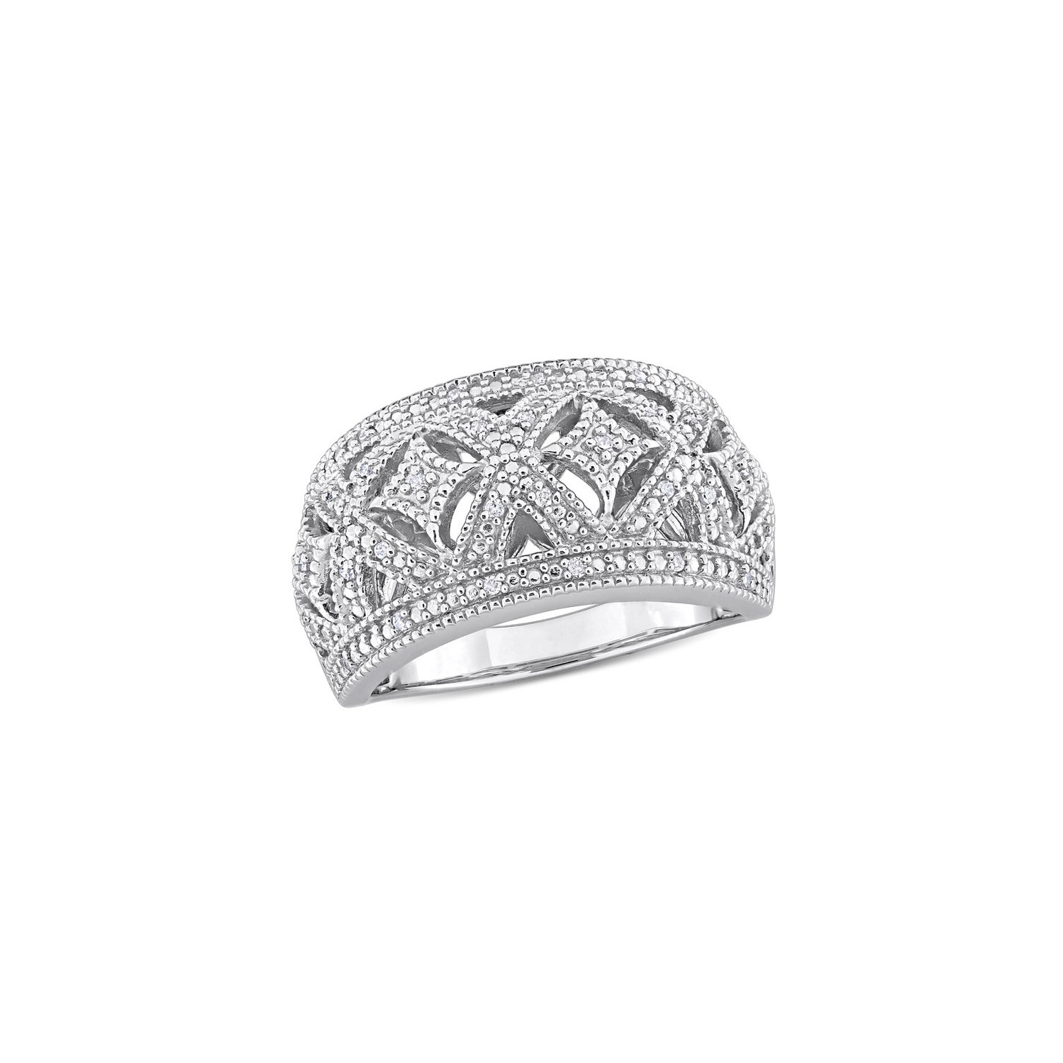 Bague rétro en argent sterling avec diamants 1/10&nbsp;carat