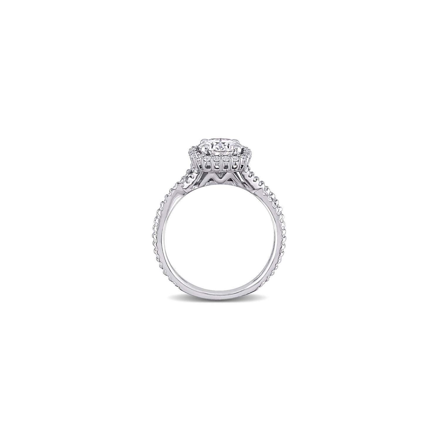 1.45 Carat Lab-Created Crossover Halo Moissanite Engagement Ring in 10K White Gold