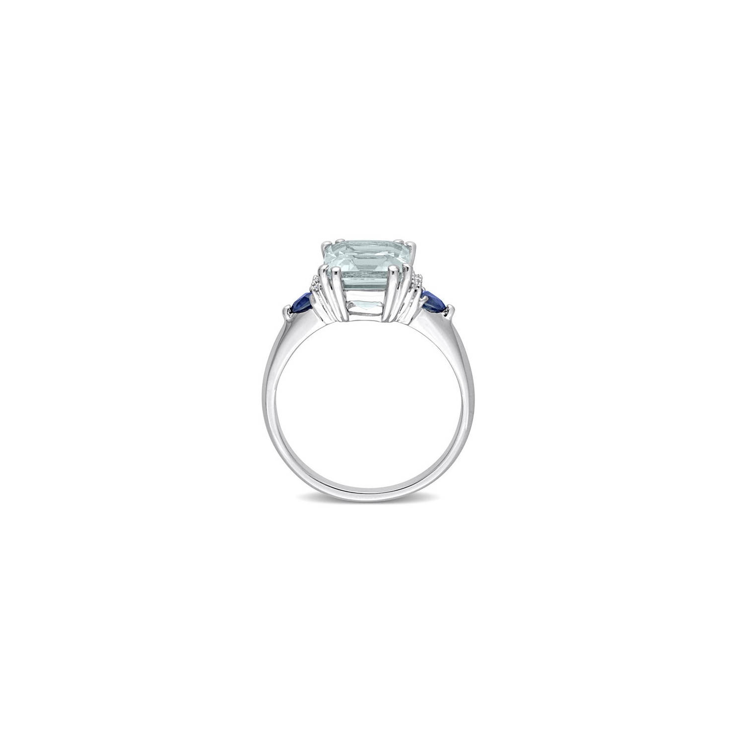3.15 Carat Aquamarine and Blue Sapphire Ring in 14K White Gold